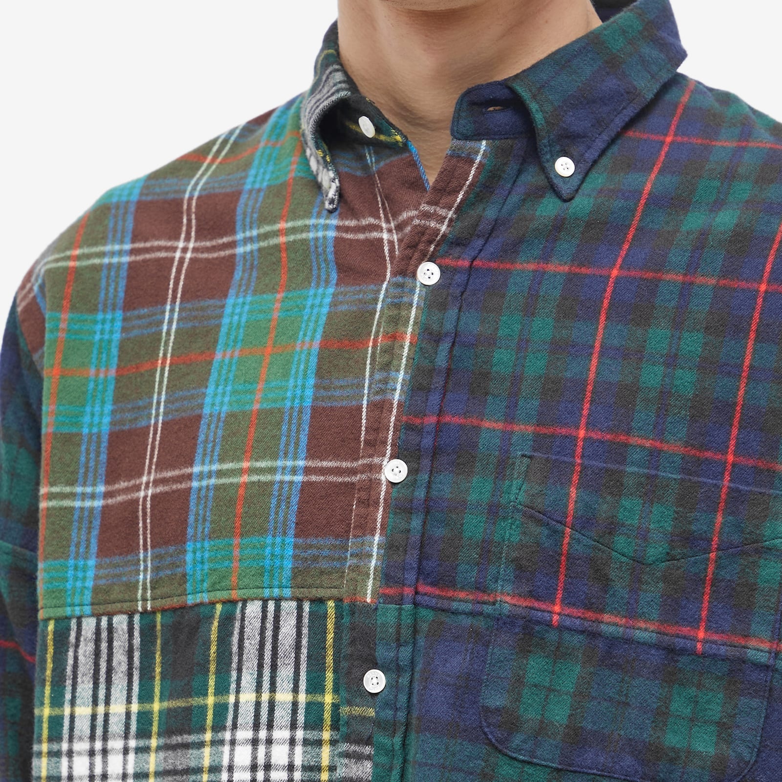 END. x Beams Plus 'Ivy League' Button Down Flannel Check Panel Shirt - 5