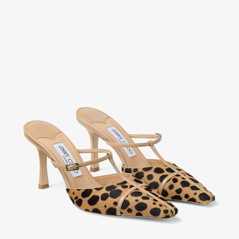 Gloria Mule 85 Natural Cheetah Print Pony Leather Mules 2