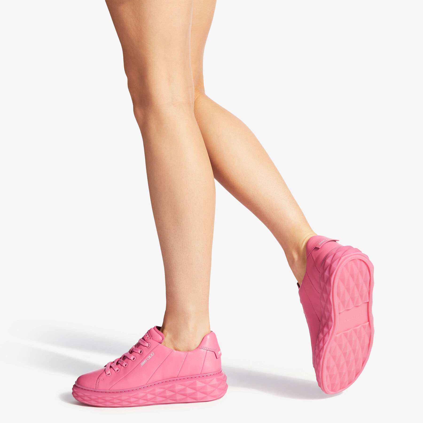 Diamond Light Maxi/F
Candy Pink Nappa Leather Low-Top Trainers with Platform Sole - 2