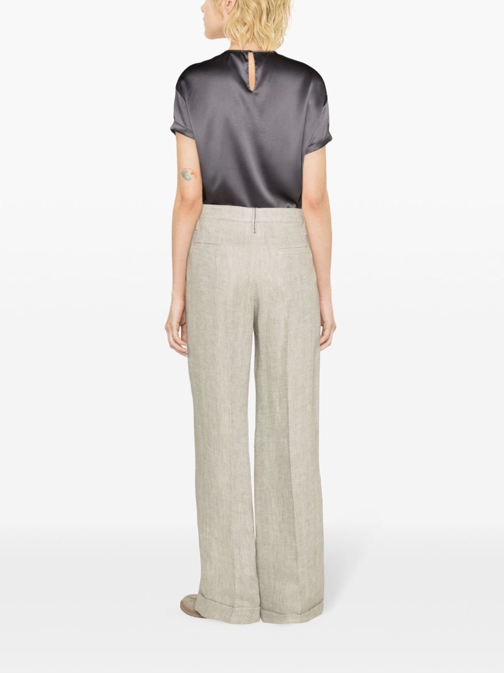 high-waist tailored linen trousers - 4
