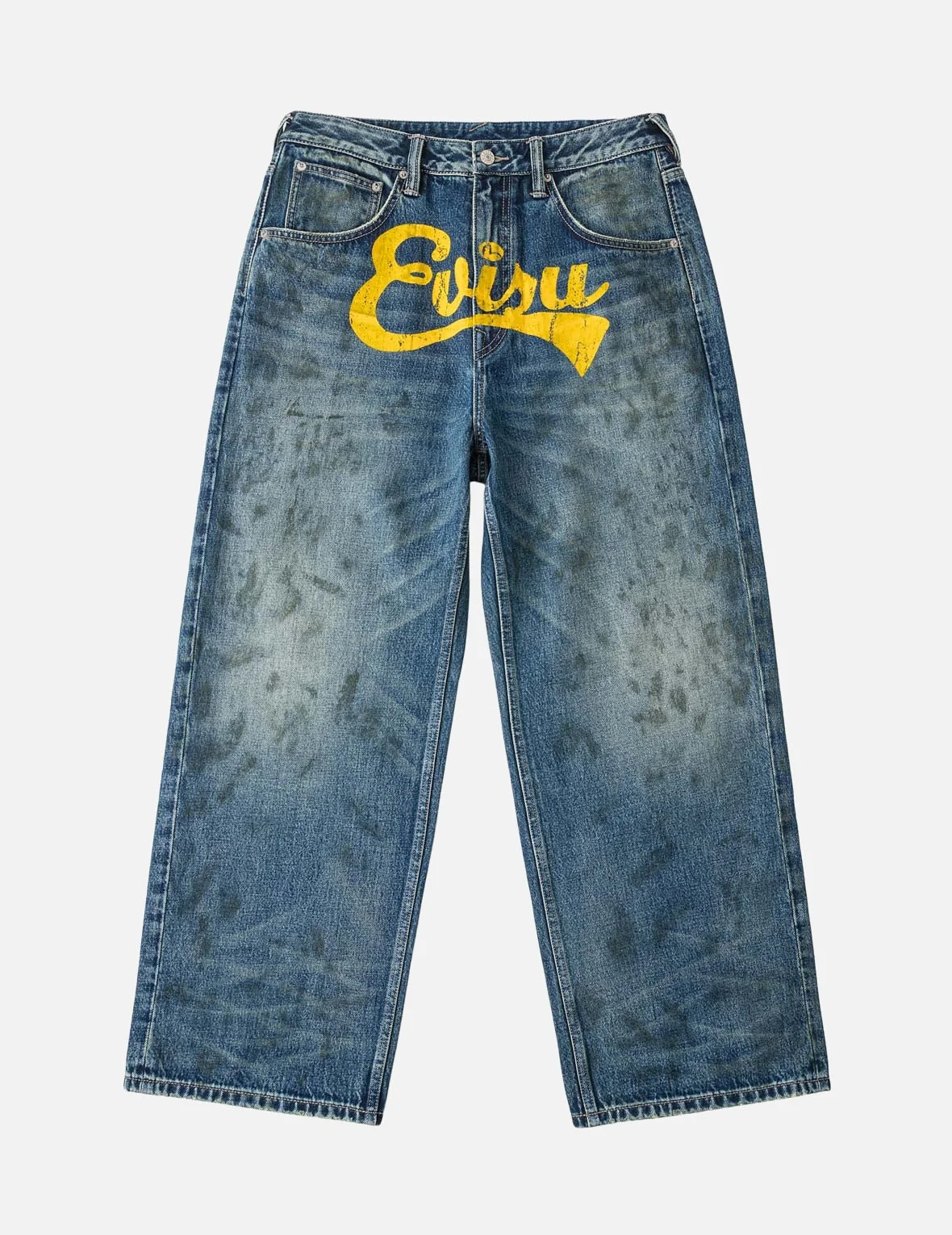 Oil Stain Evisu Logo Loose Fit Jeans - 1