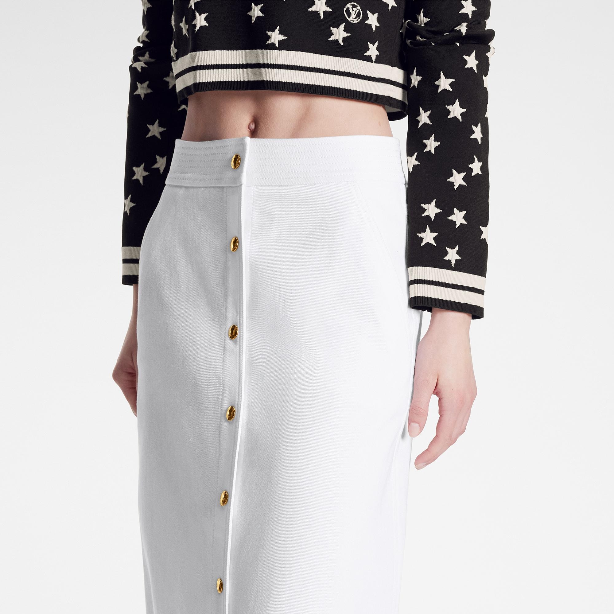 Cotton Gabardine Button Down Midi Skirt - 4