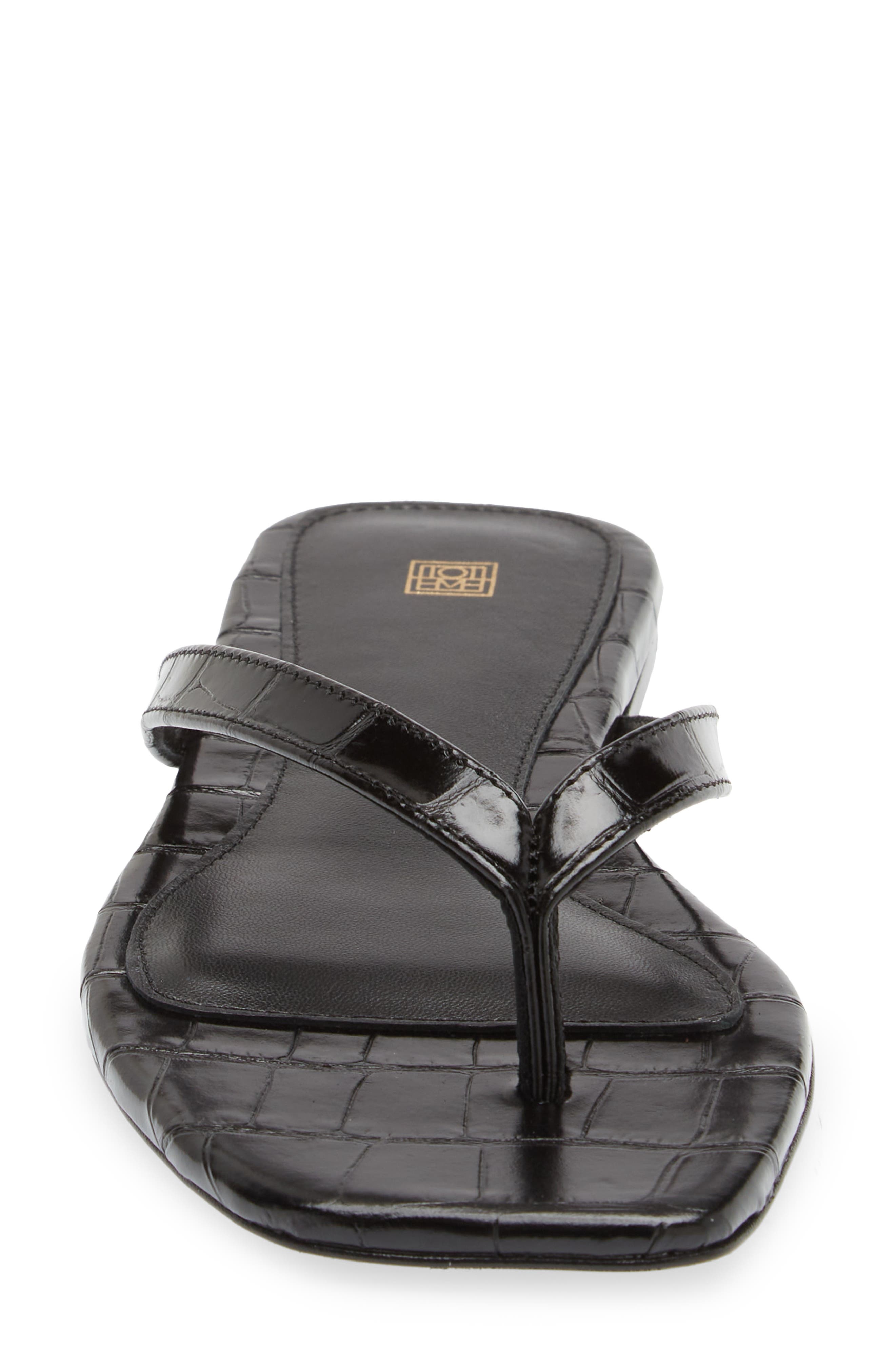 TOTEME The Flip Flop Flat in Black Crocodile at Nordstrom - 4