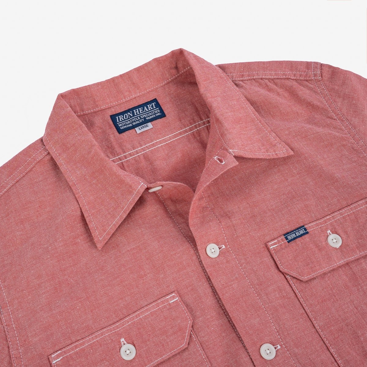 IHSH-388-RED 4oz Selvedge Short Sleeved Summer Shirt - Red - 9