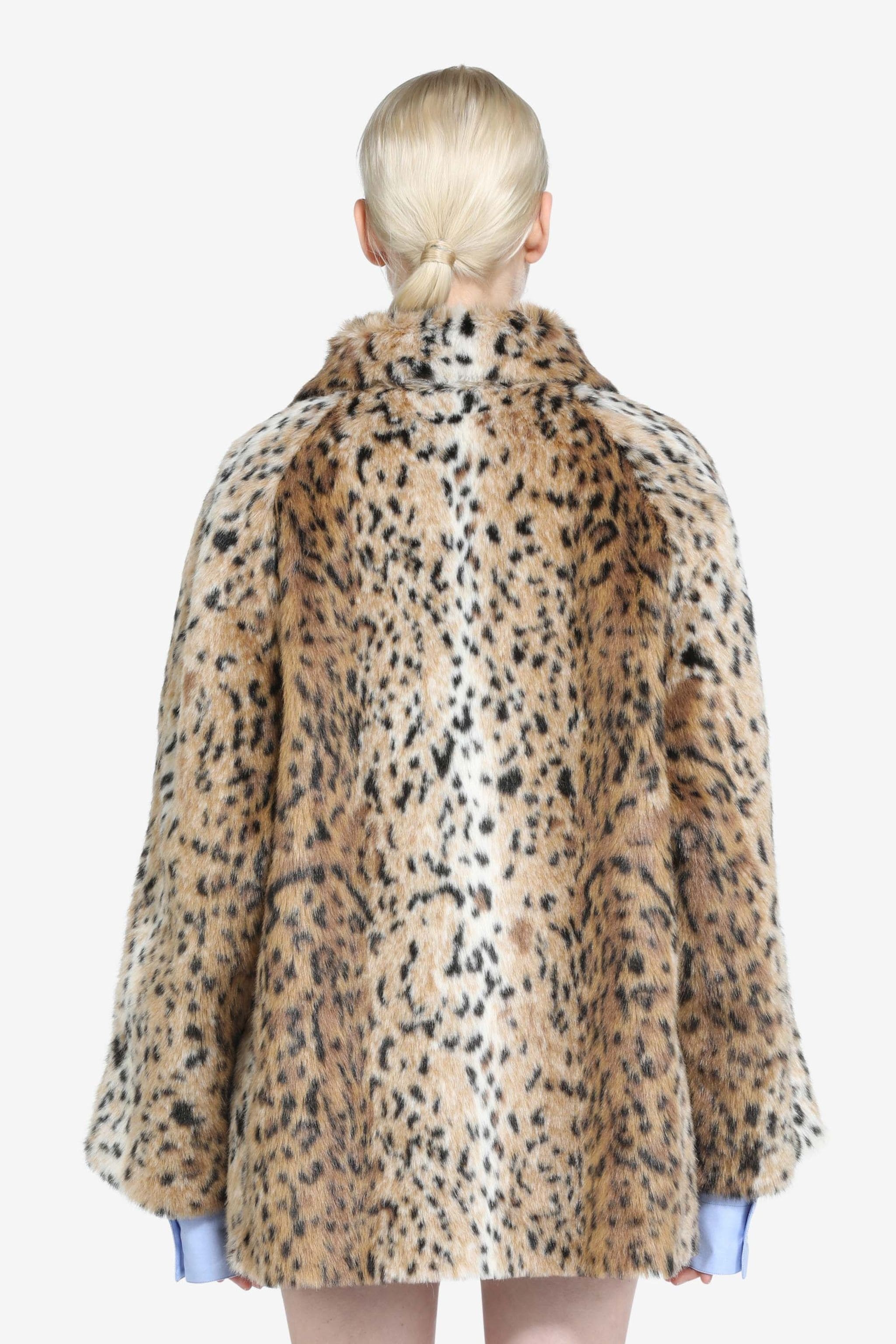 LEOPARD-PRINT SYNTHETIC-FUR PEACOAT - 2