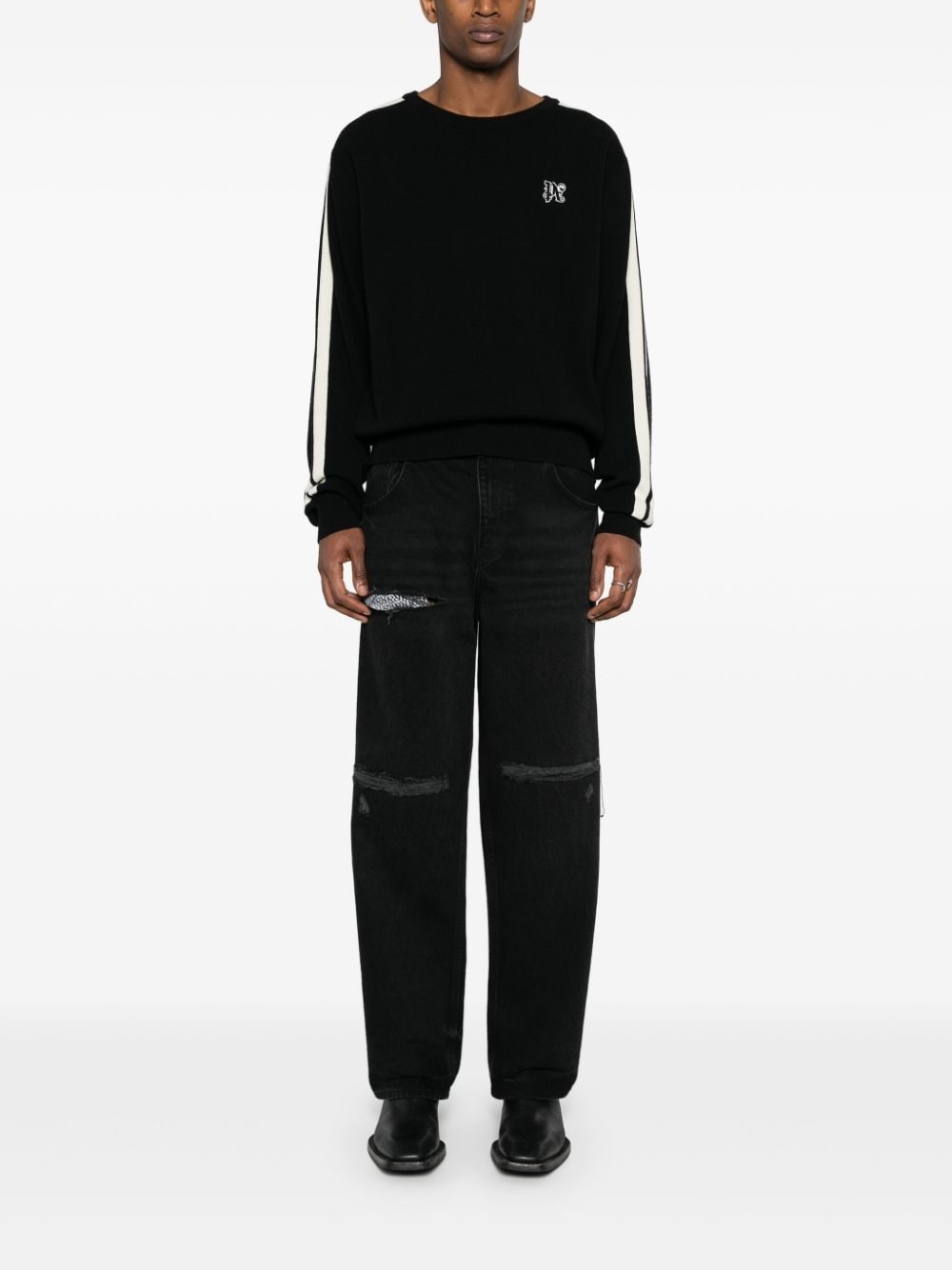 monogram-embroidered crew-neck jumper - 2