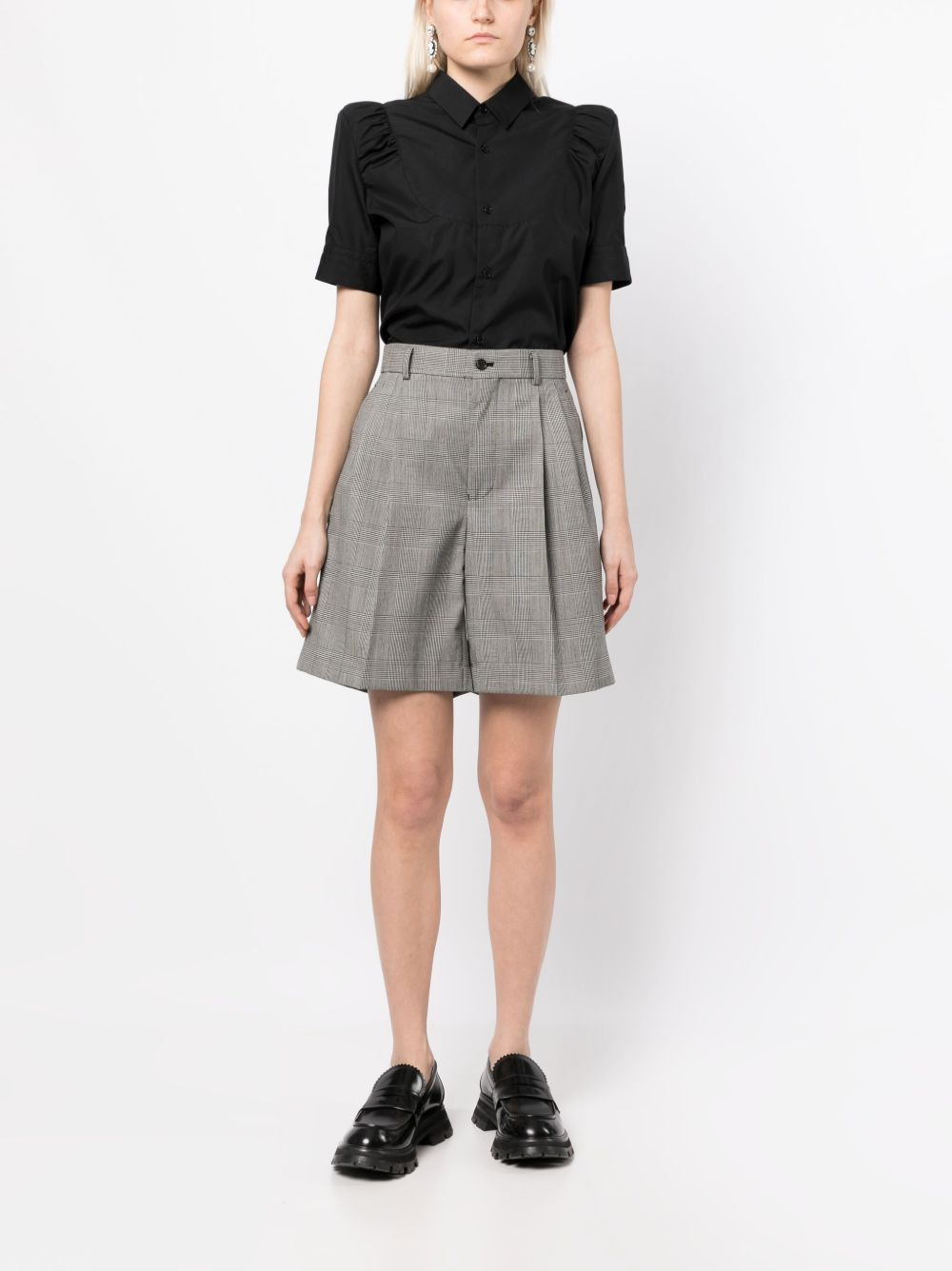 Gingham check wool shorts - 2