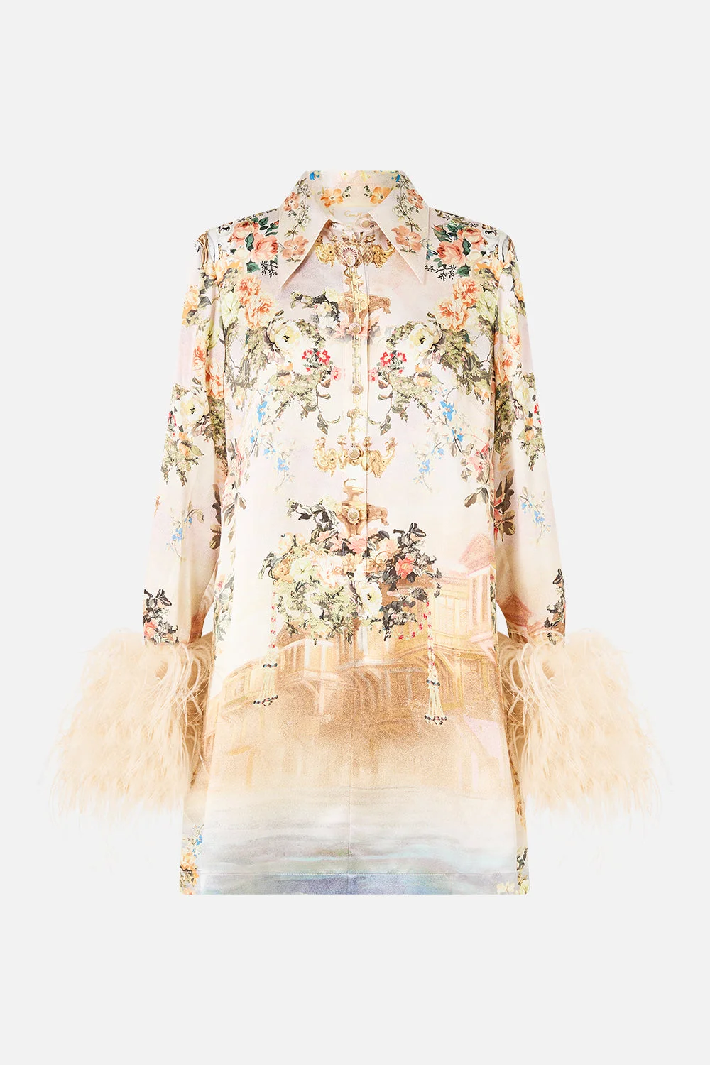 MINI SHIRT DRESS WITH FEATHERS - 1