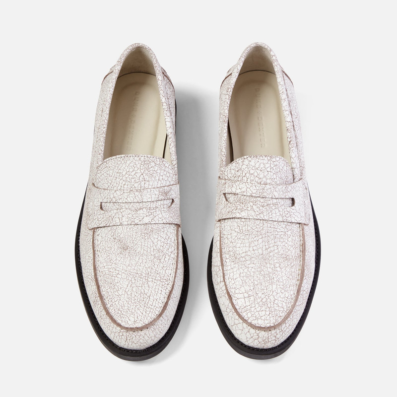 Wilde White Cracked Penny Loafer - Men's 4