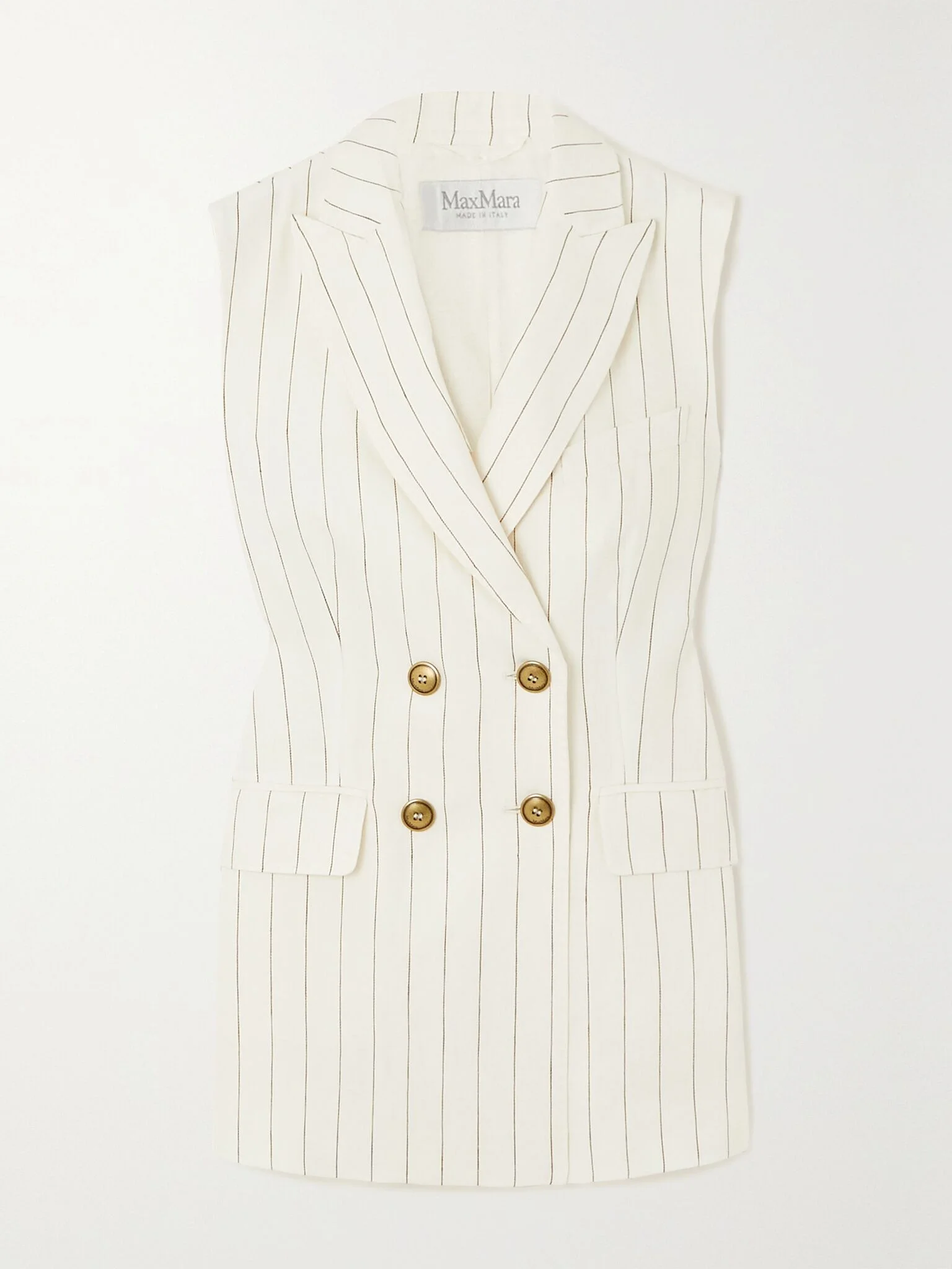 Quebec double-breasted pinstriped linen vest White - 1