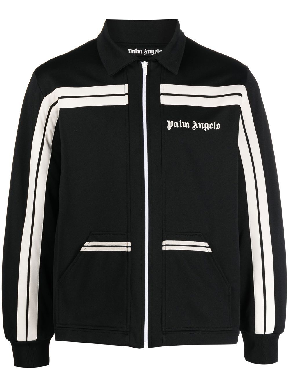 logo-print panelled zip-up jacket - 1