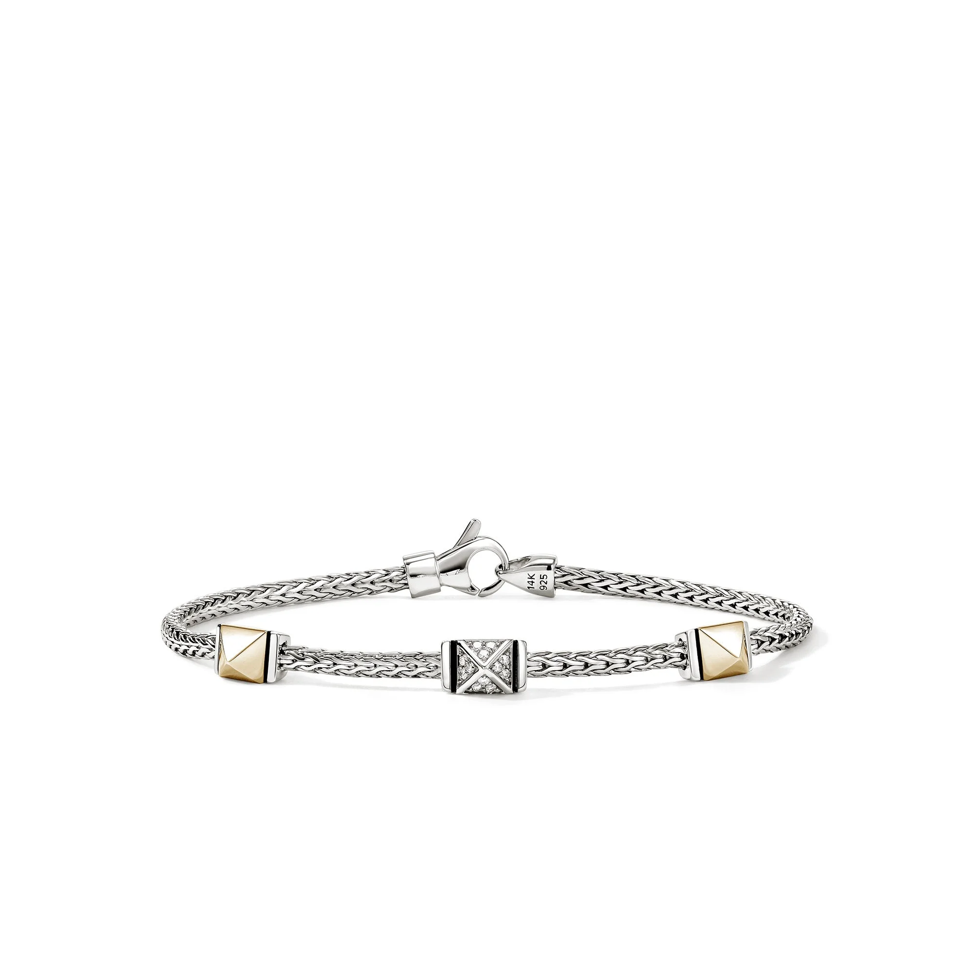 Icon Stud Bracelet, Gold, Sterling Silver, Diamonds, 2.5MM - 1