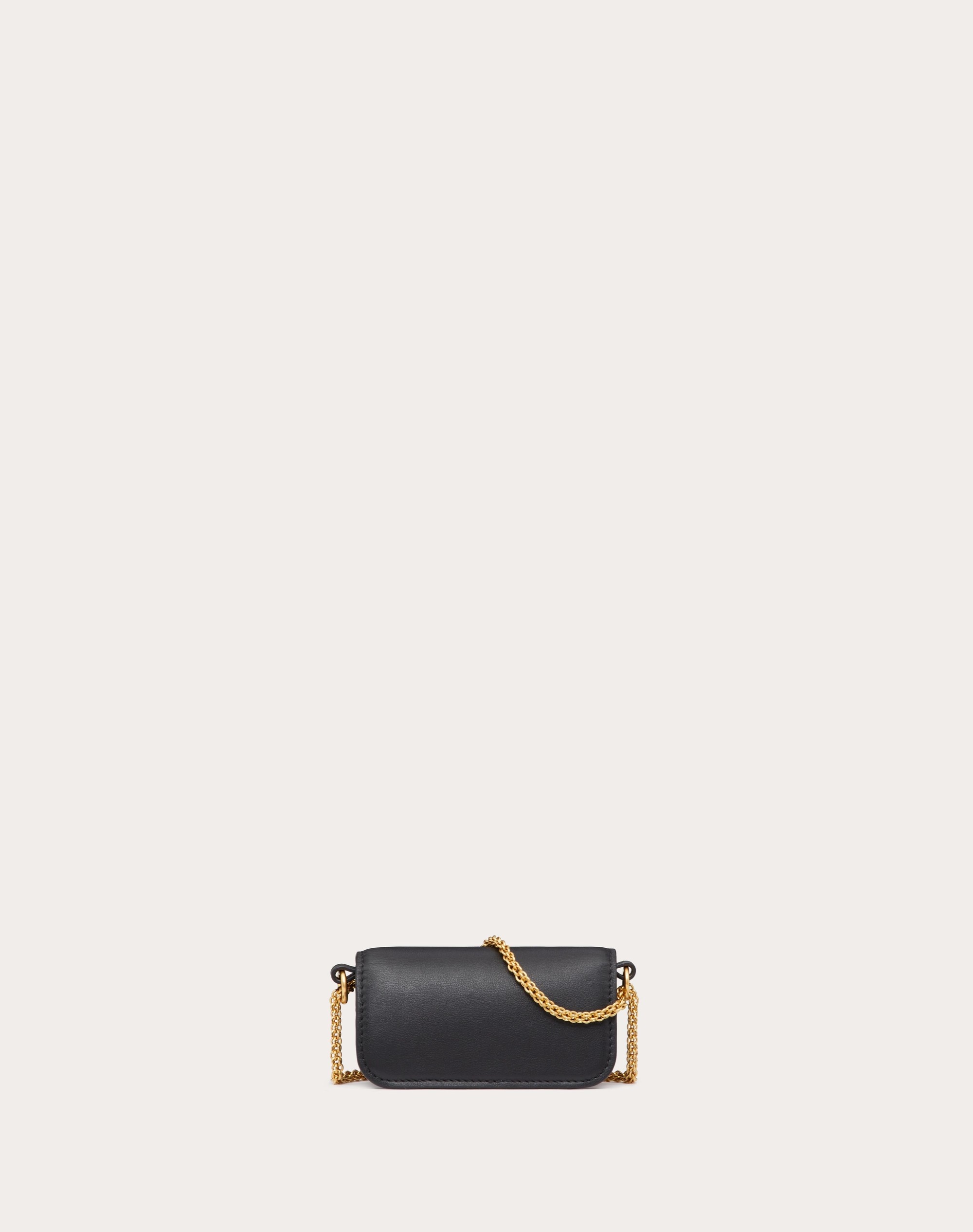 VALENTINO GARAVANI LOCÒ MICRO BAG IN CALFSKIN LEATHER WITH CHAIN - 4