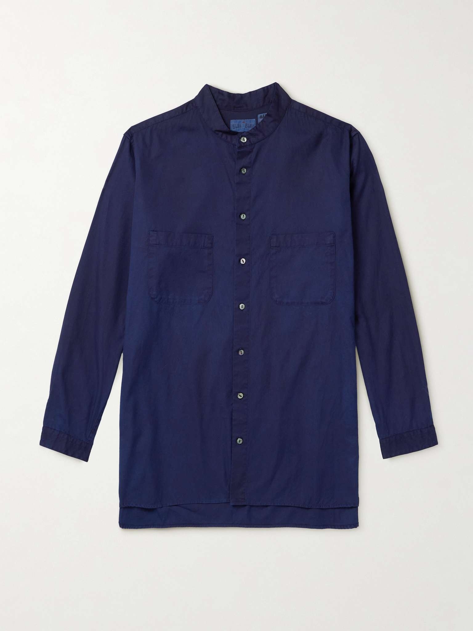 Oversized Grandad-Collar Indigo-Dyed Cotton Oxford Shirt - 1