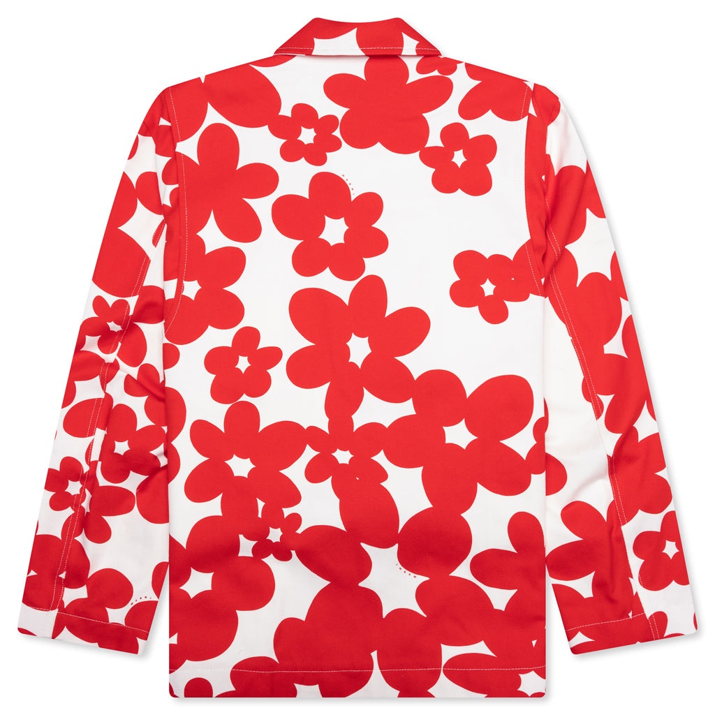 RED AND WHITE DILLIES PRINT JACKET - CRIMSON - 2