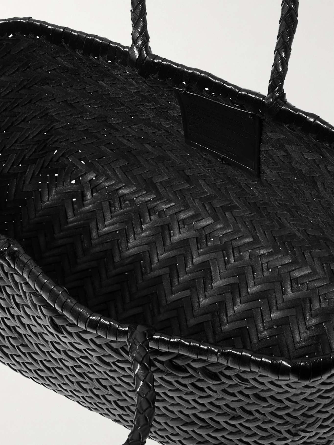 Bamboo Triple Jump small woven leather tote Black - 5