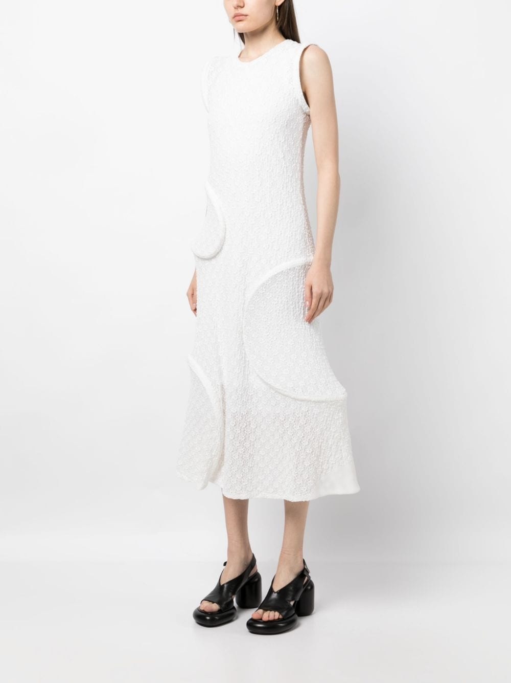 panelled textured-finish midi dress - 3