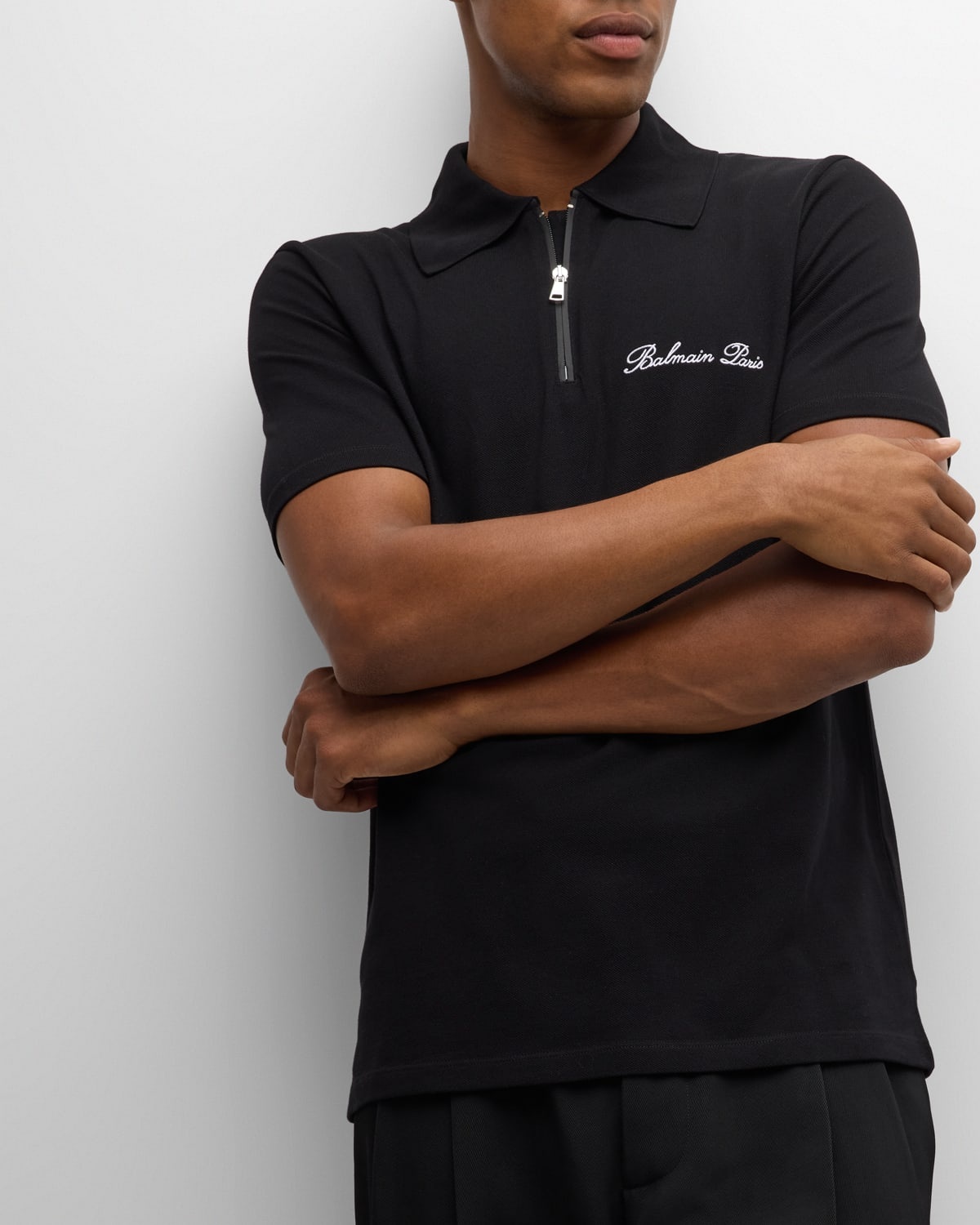 Men's Embroidered Zip Polo Shirt - 6