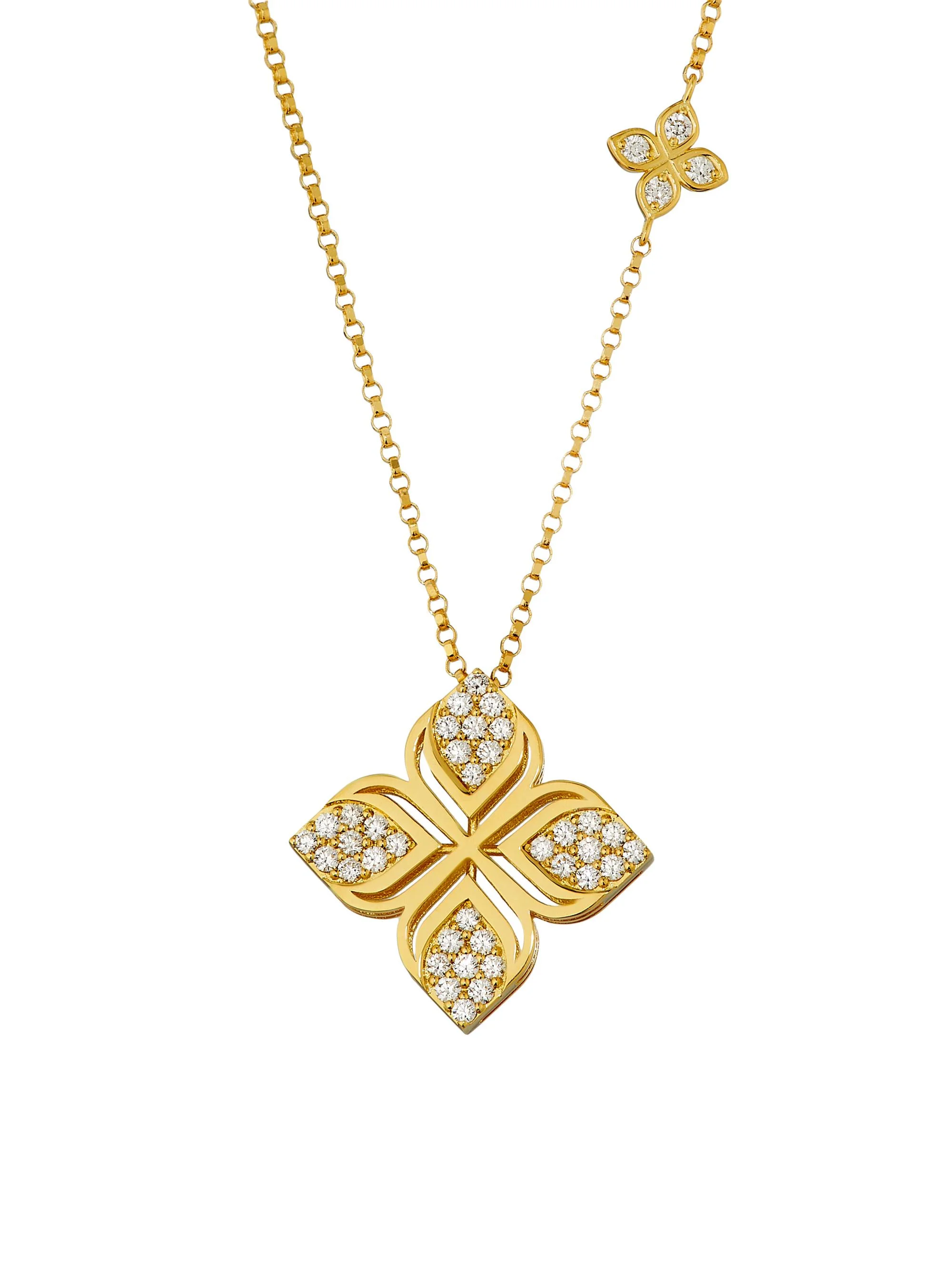 Women's Arabesque Flower 18K Yellow Gold & 0.35 TCW Diamond Pendant Necklace - Yellow Gold - 1