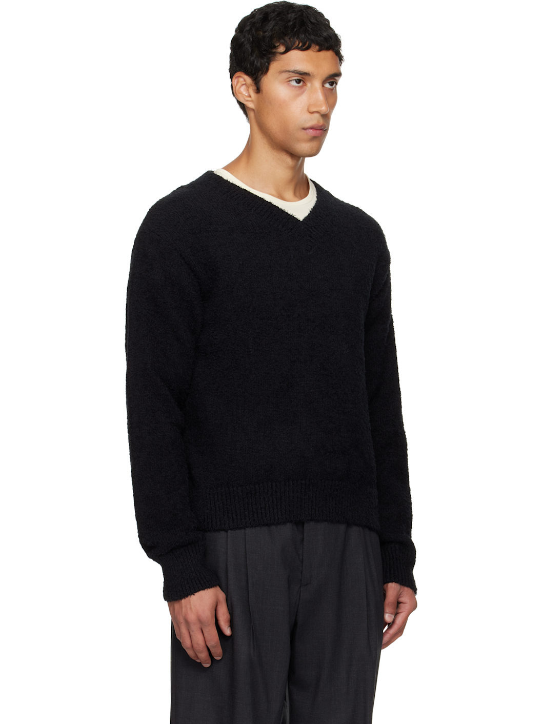 Black V-Neck Sweater - 2