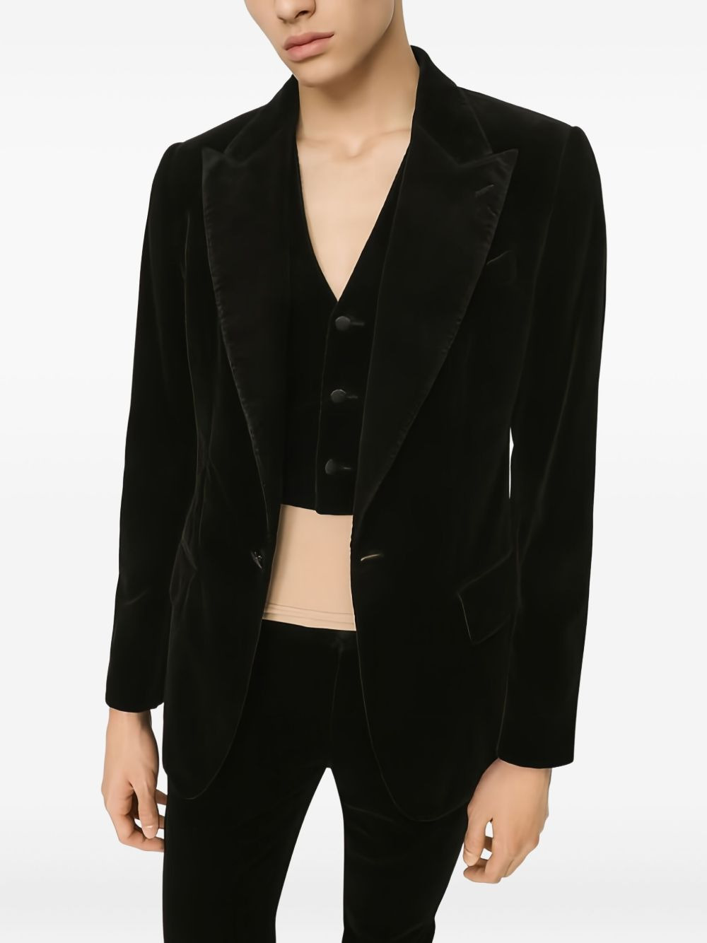 single-breasted smooth-velvet suit - 2