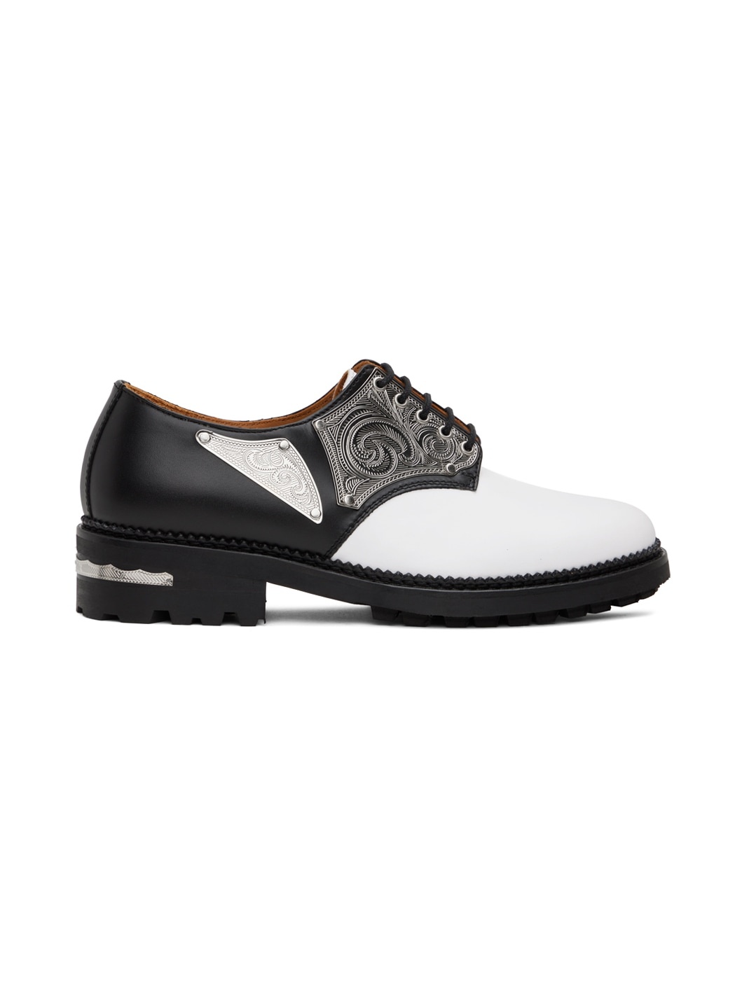 Black & White Metal Plate Oxfords - 1