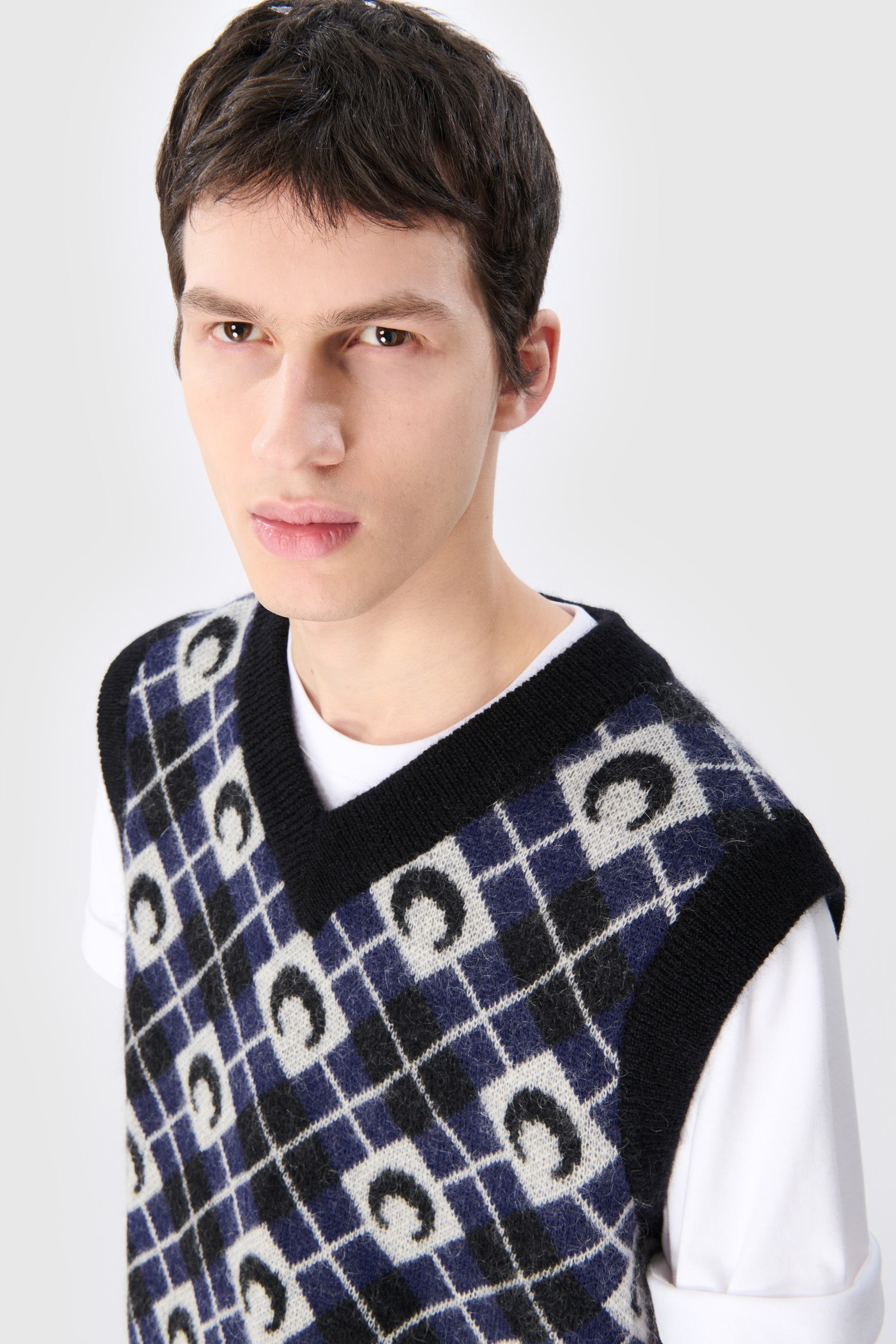 Moon Argyle Knit Vest - 4