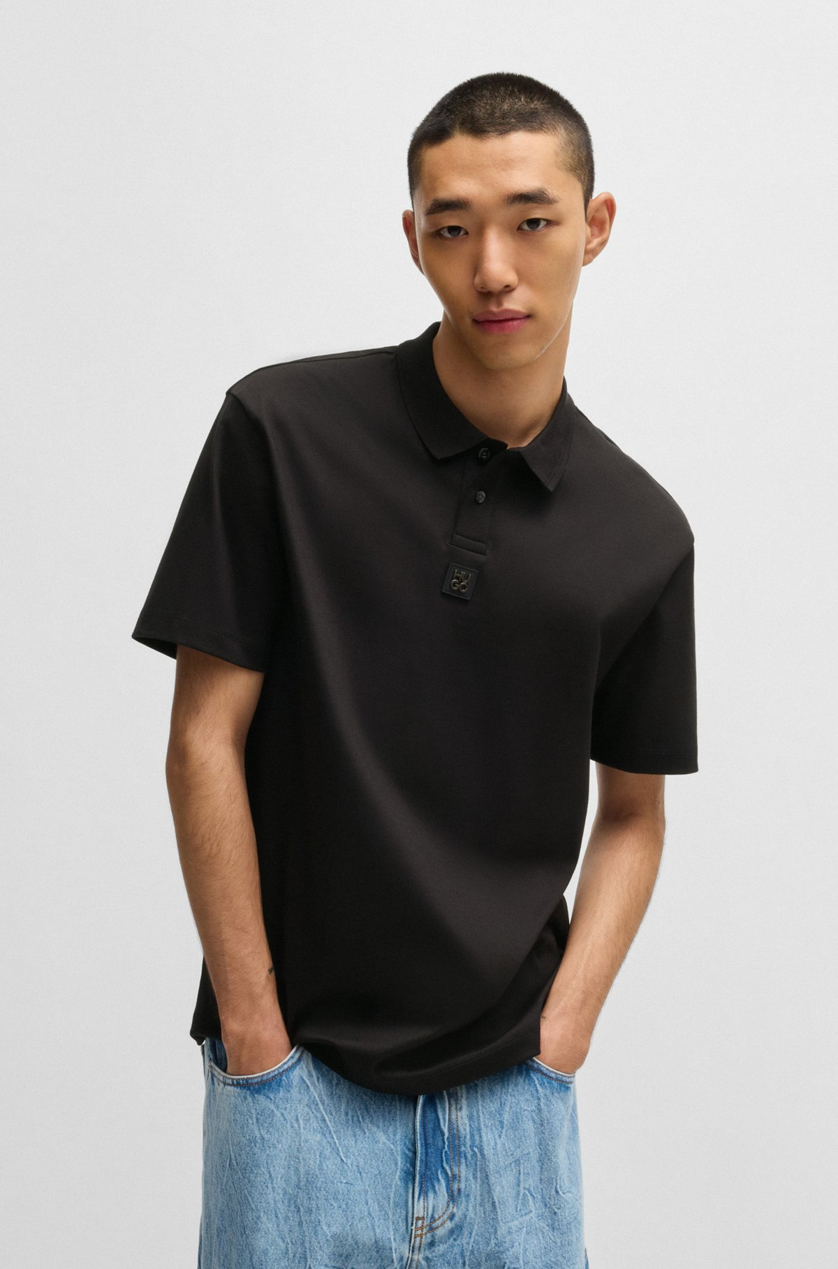 INTERLOCK-COTTON POLO SHIRT WITH STACKED LOGO - 2