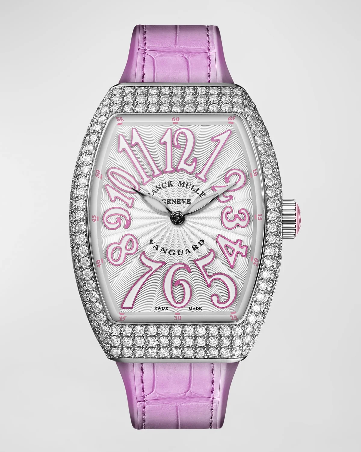 Lady Vanguard Watch with Diamonds & Pink Alligator Strap - 1