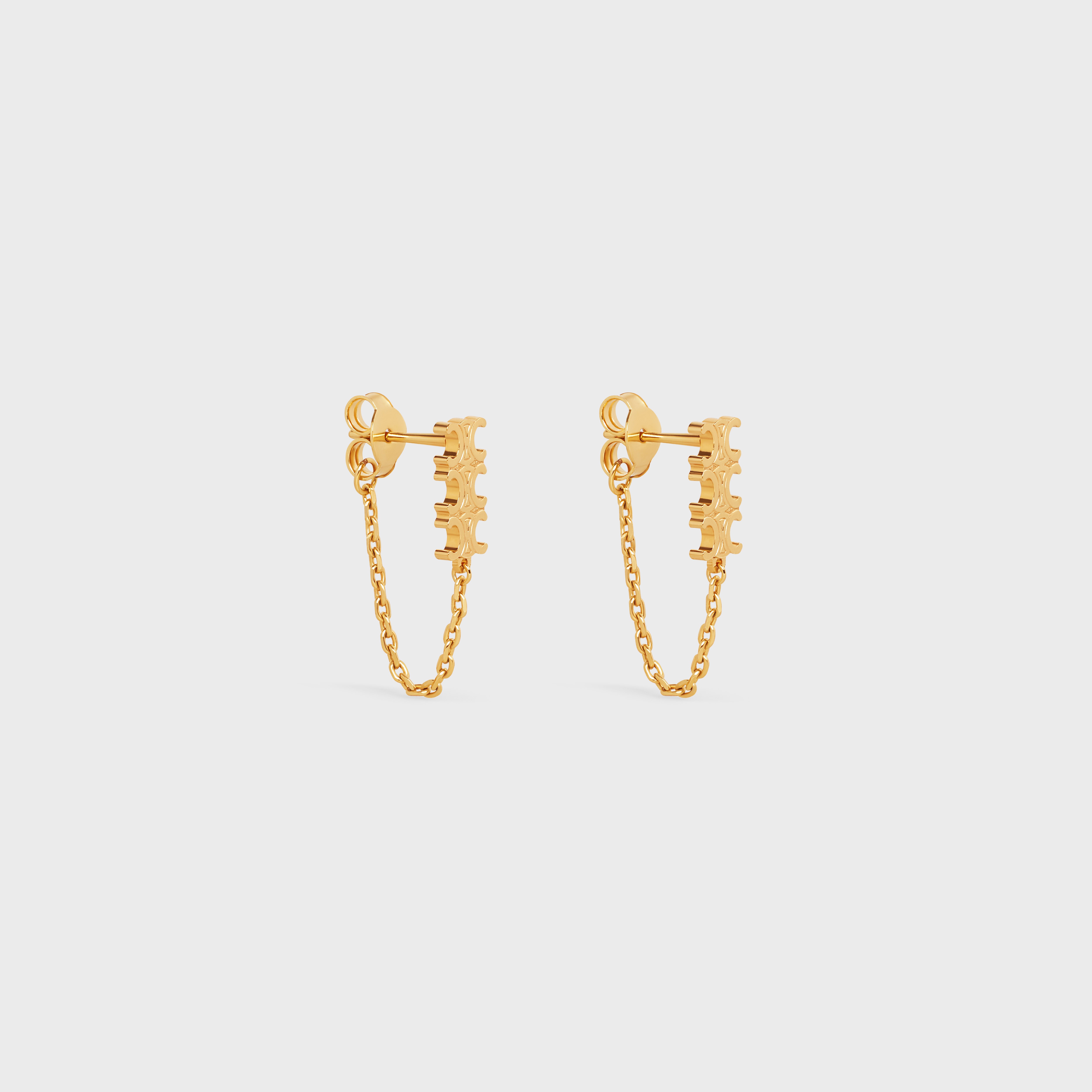Triomphe Chain Earrings in Brass with Gold Finish - 2