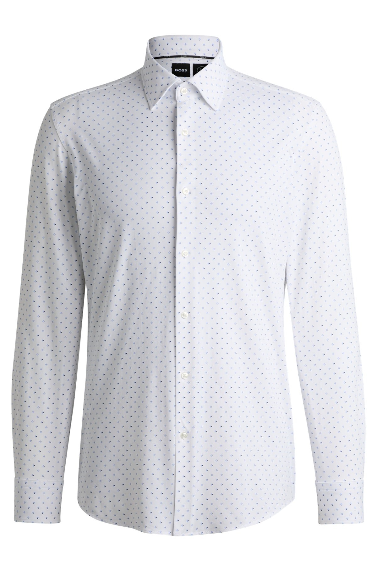 SLIM-FIT SHIRT IN GEOMETRIC-PRINT PERFORMANCE-STRETCH FABRIC - 1