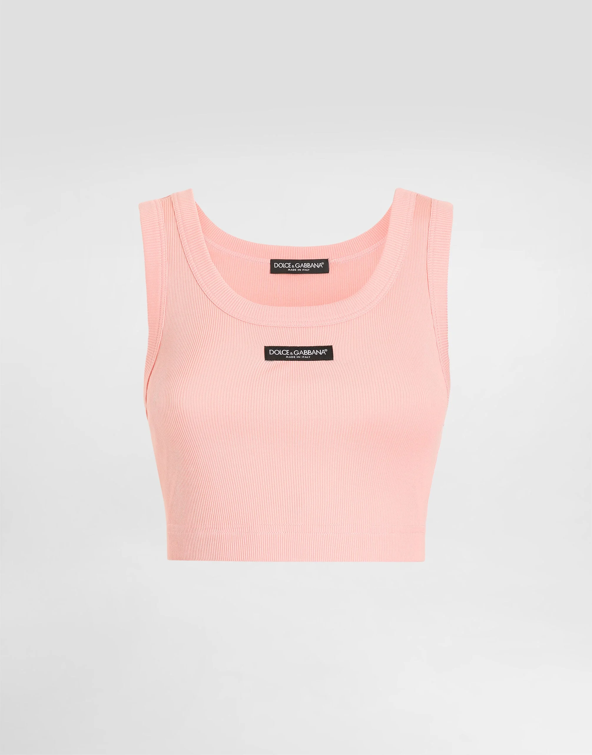 Cotton cropped tank top with logo - 1