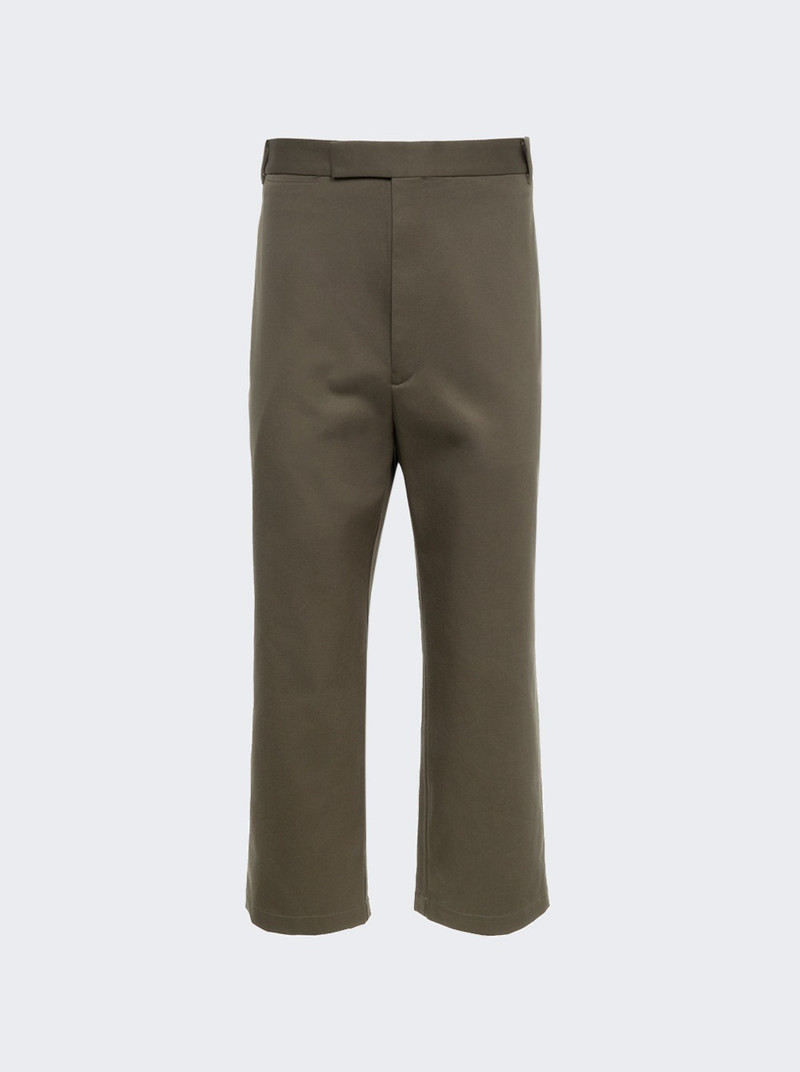 Single Welt Pocket Straight Leg Trouser Dark Green 1