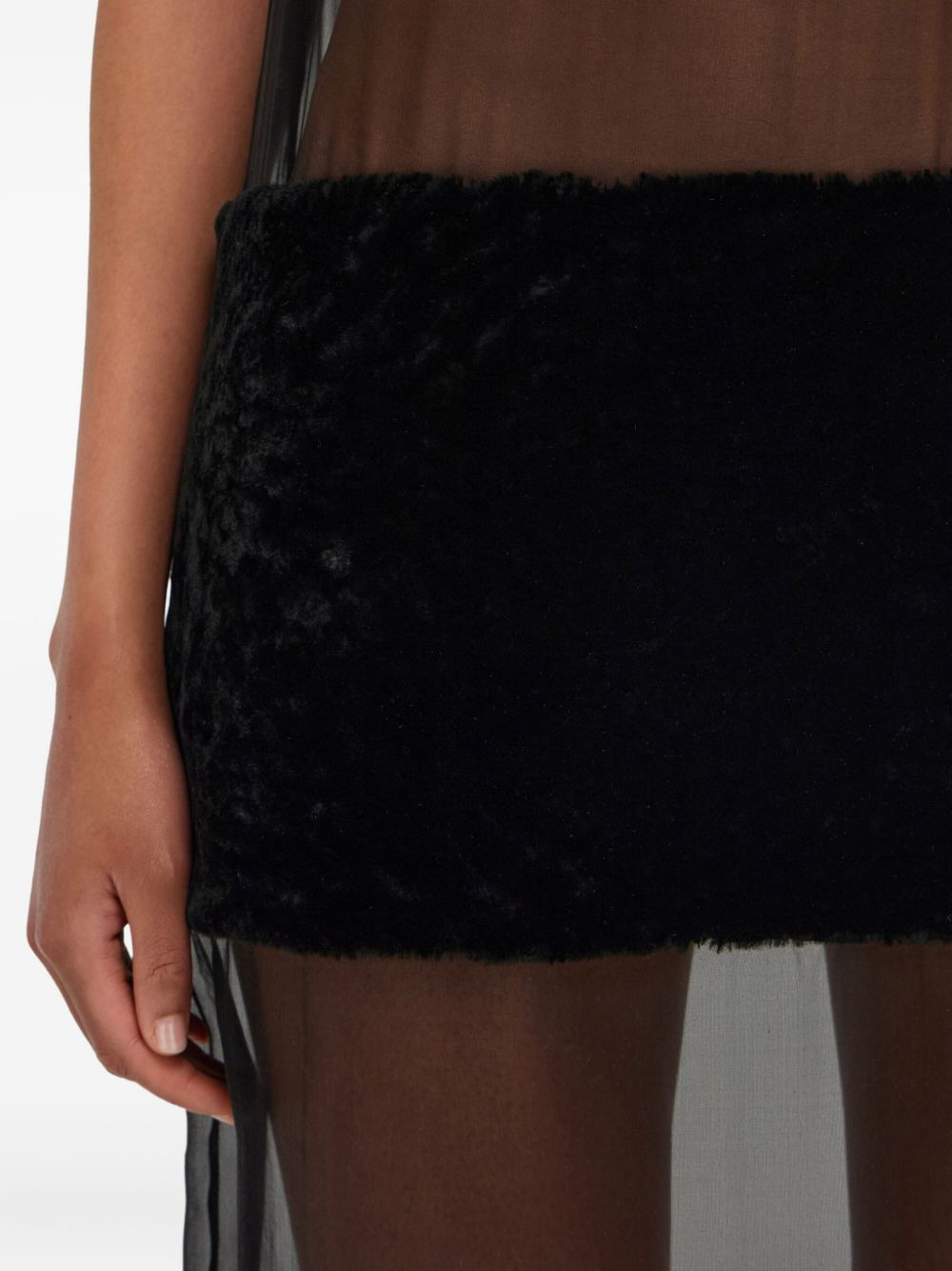 lace-shearling panel midi dress - 4