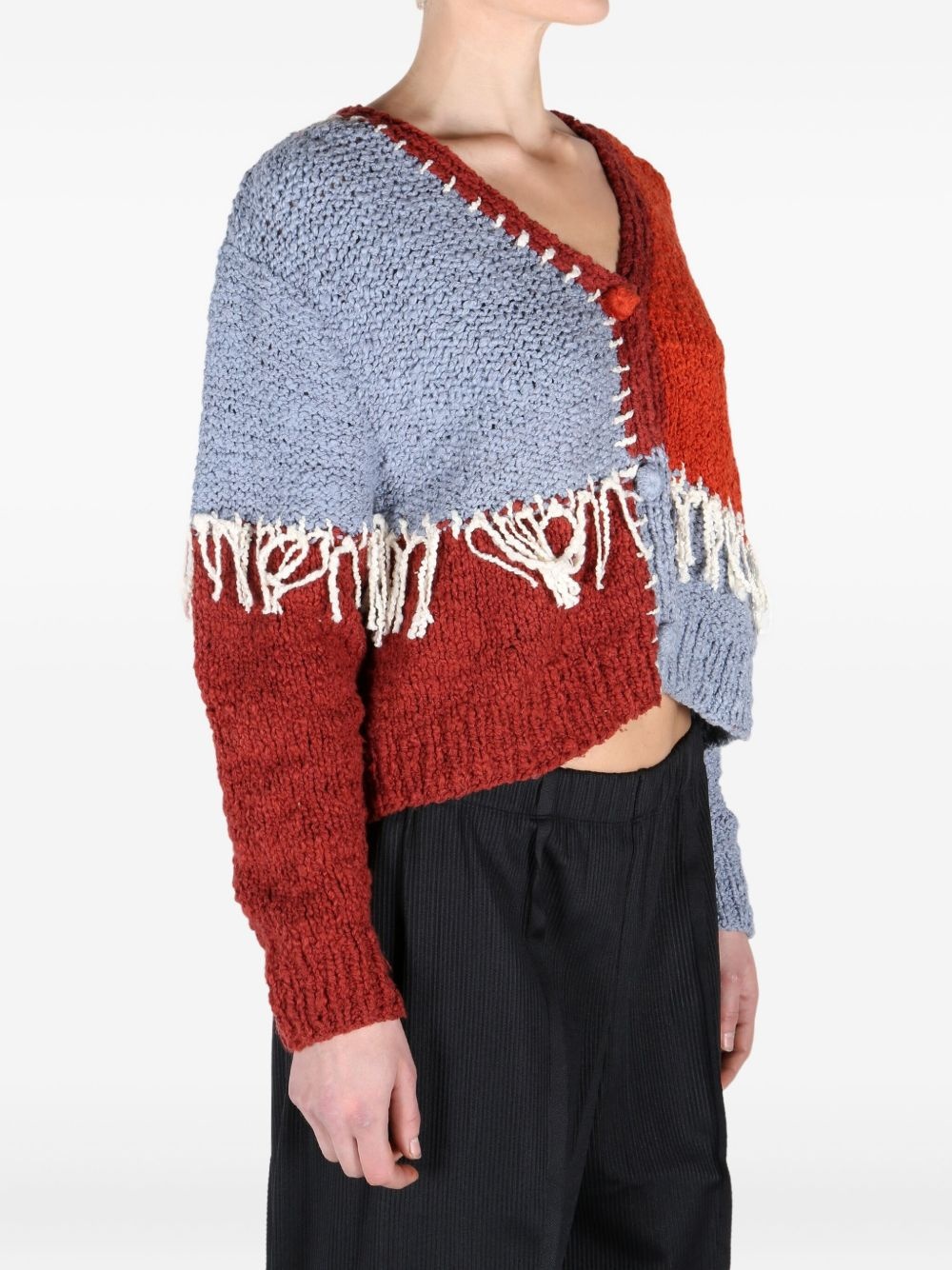 frayed patchwork cardigan - 3