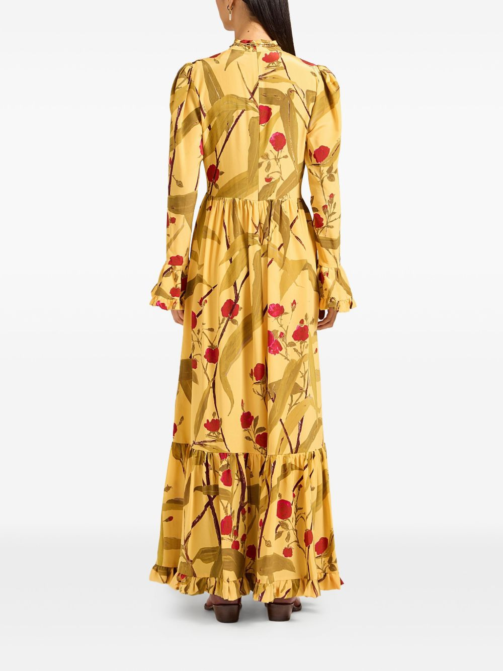 floral-print ruffled maxi day dress - 3