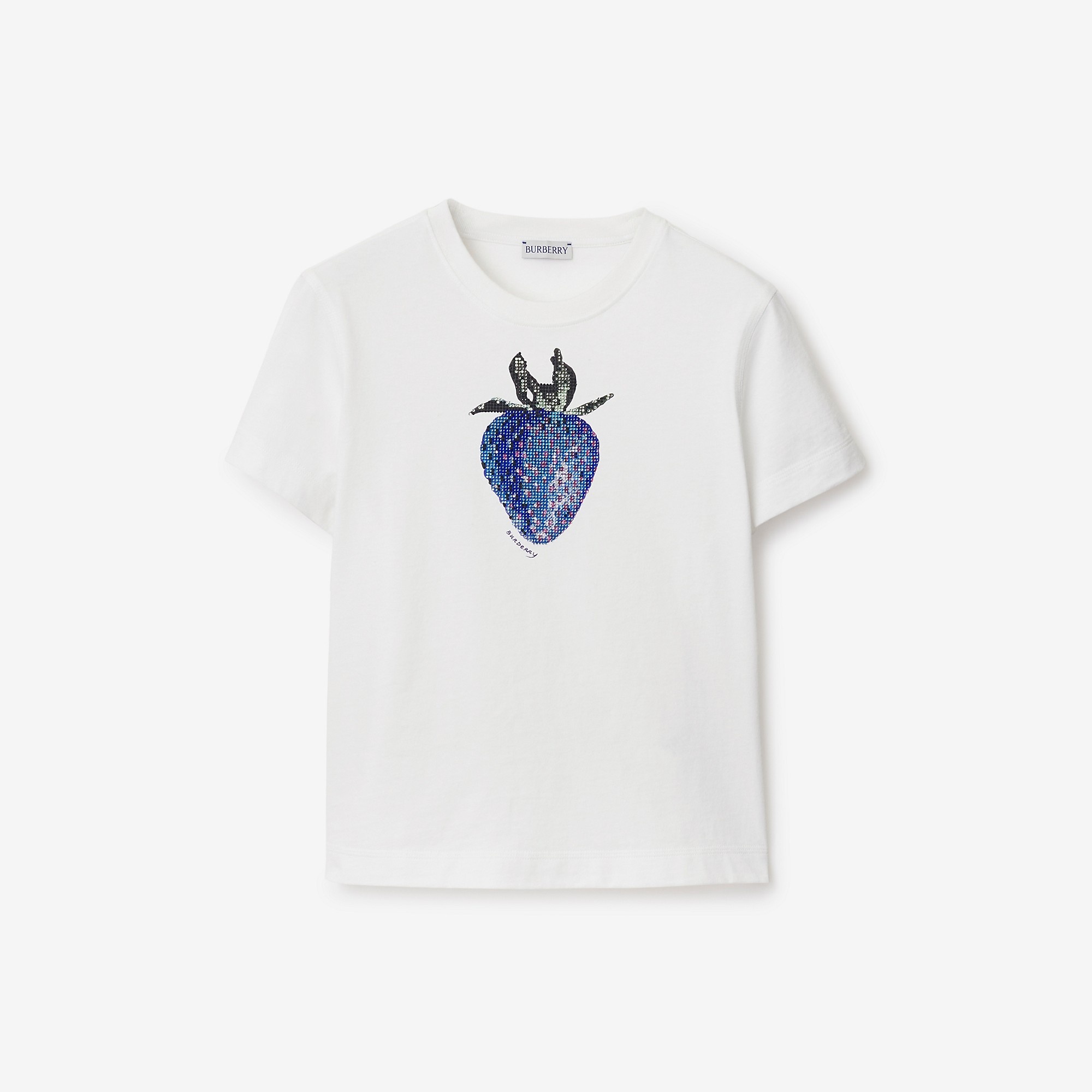Burberry Crystal Strawberry Cotton T-shirt | REVERSIBLE