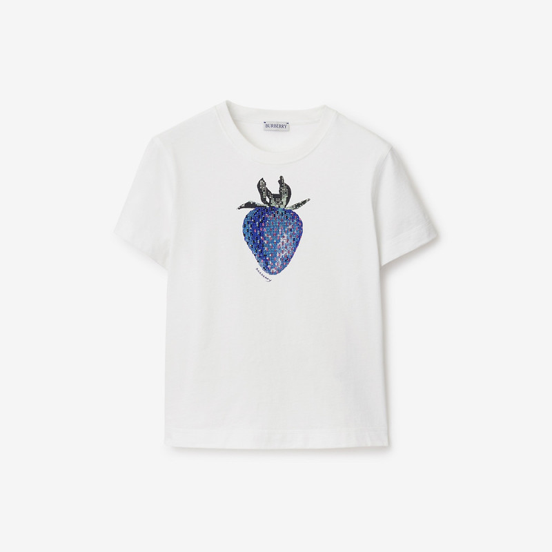 Crystal Strawberry Cotton T-shirt 1