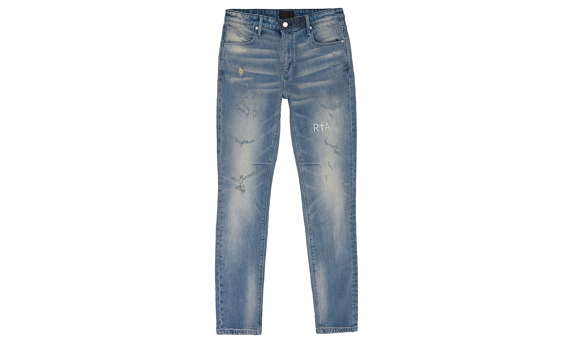 LIGHT WASH DISTRESSED SKINNY JEANS "Blue" - 1