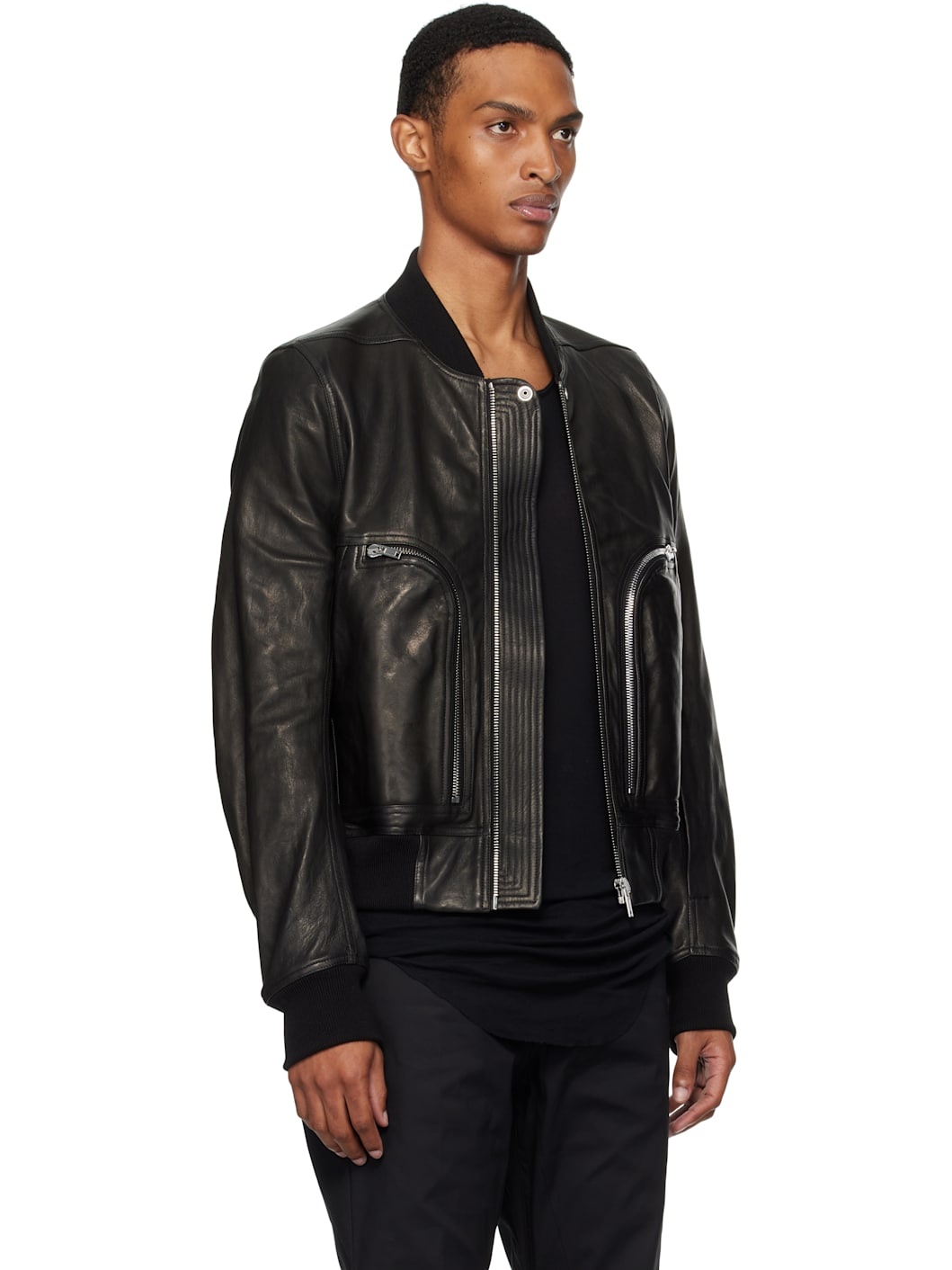 Black Concordians Bauhaus Flight Leather Bomber Jacket - 2