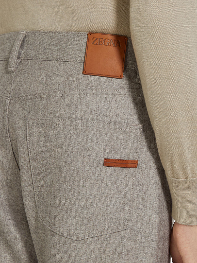 ZEGNA LIGHT TAUPE WOOL AND CASHMERE ROCCIA PANTS outlook