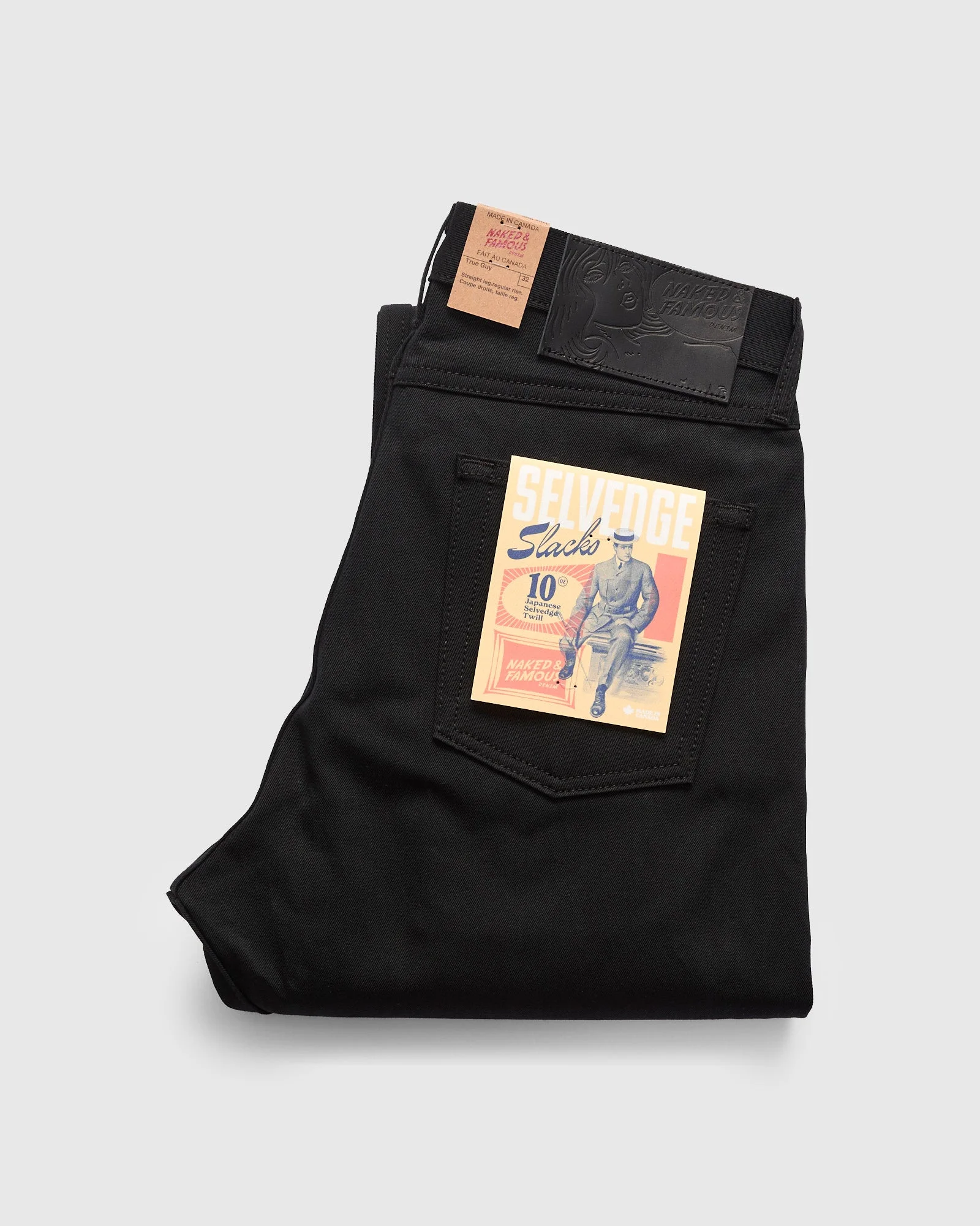 10oz Selvedge Slacks Black Twill - True Guy Fit - 1