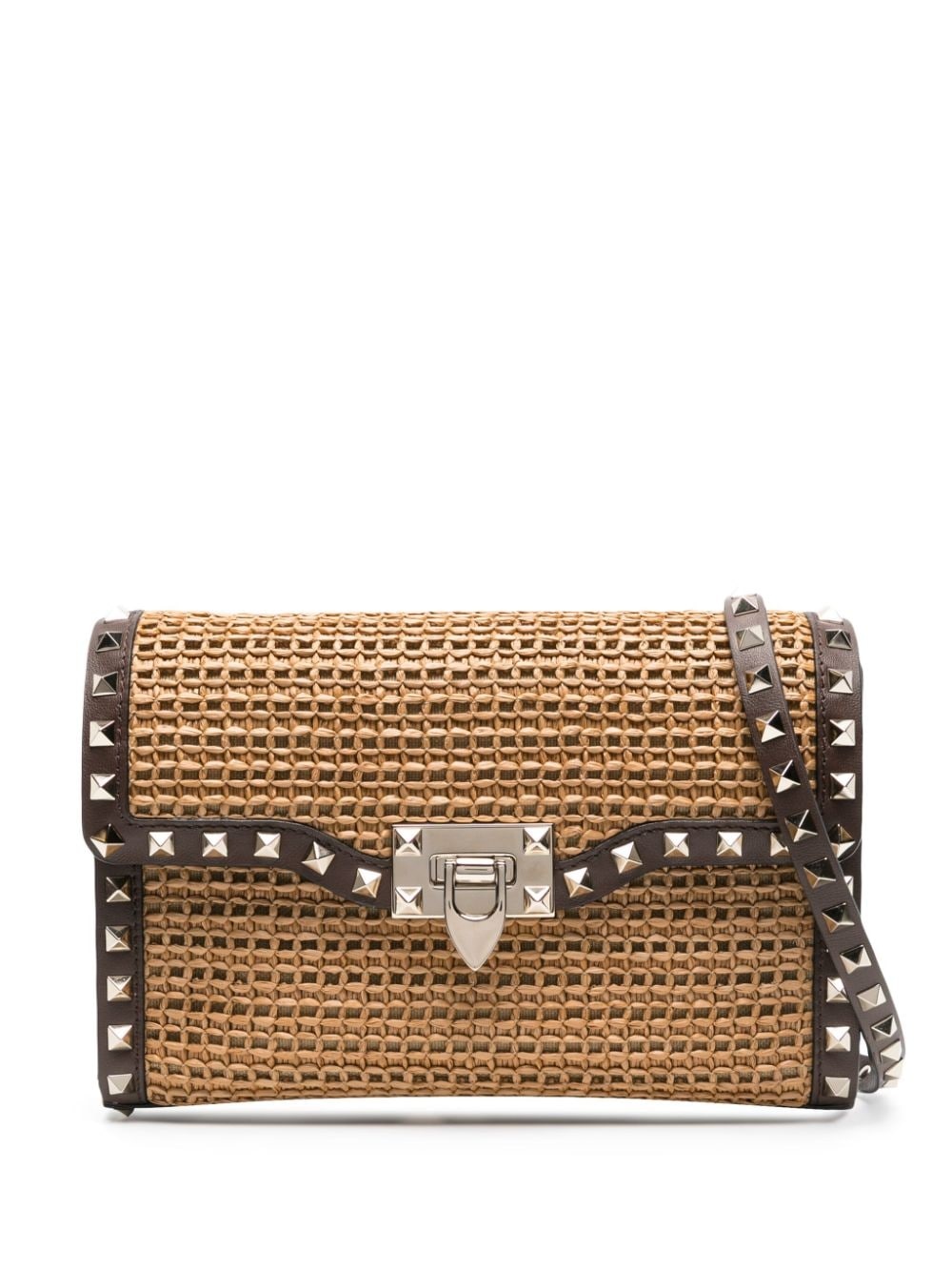 Rockstud straw shoulder bag - 1