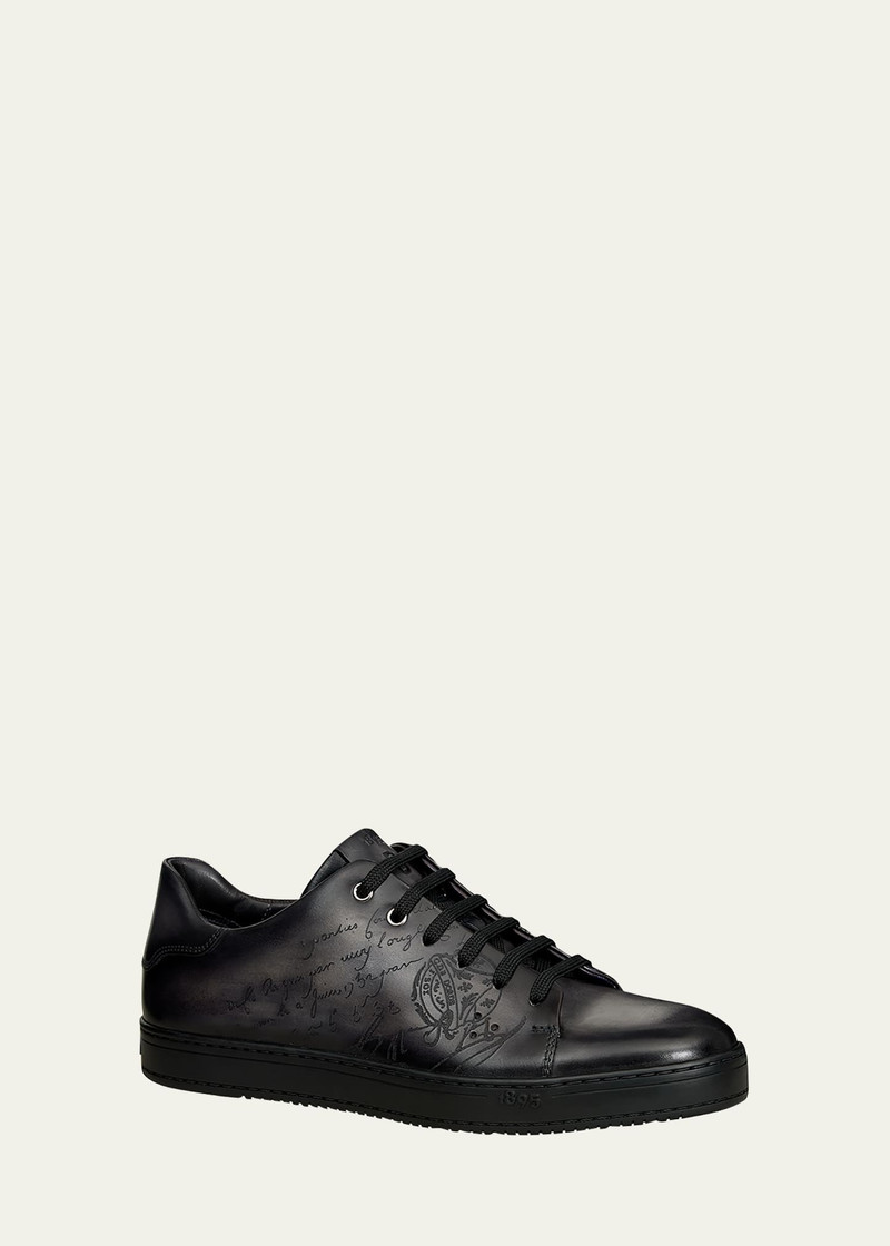 Berluti Men's Playtime Scritto Leather Low-Top Sneakers outlook