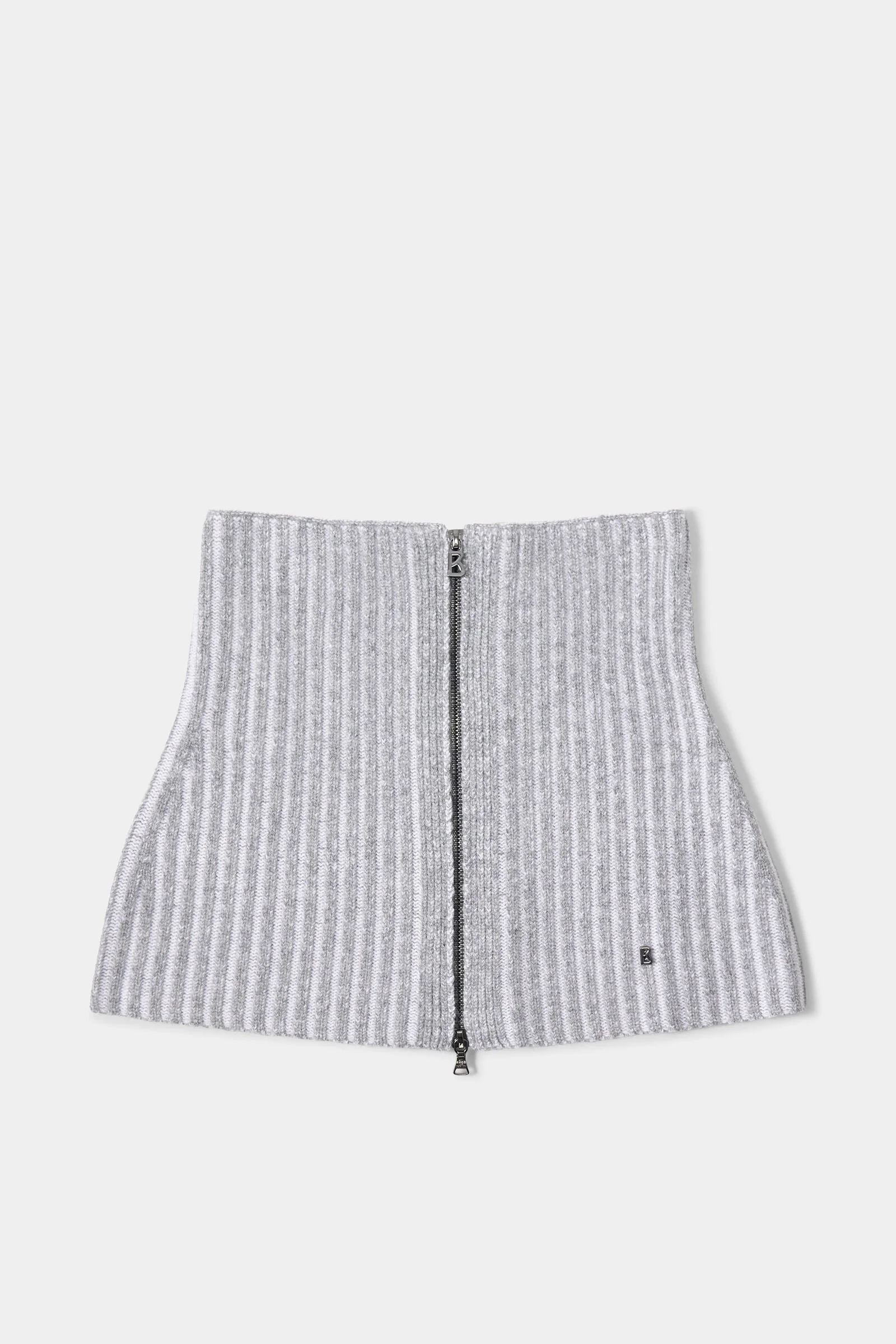 Merida Virgin Wool Ribbed Collar in Gray - 1