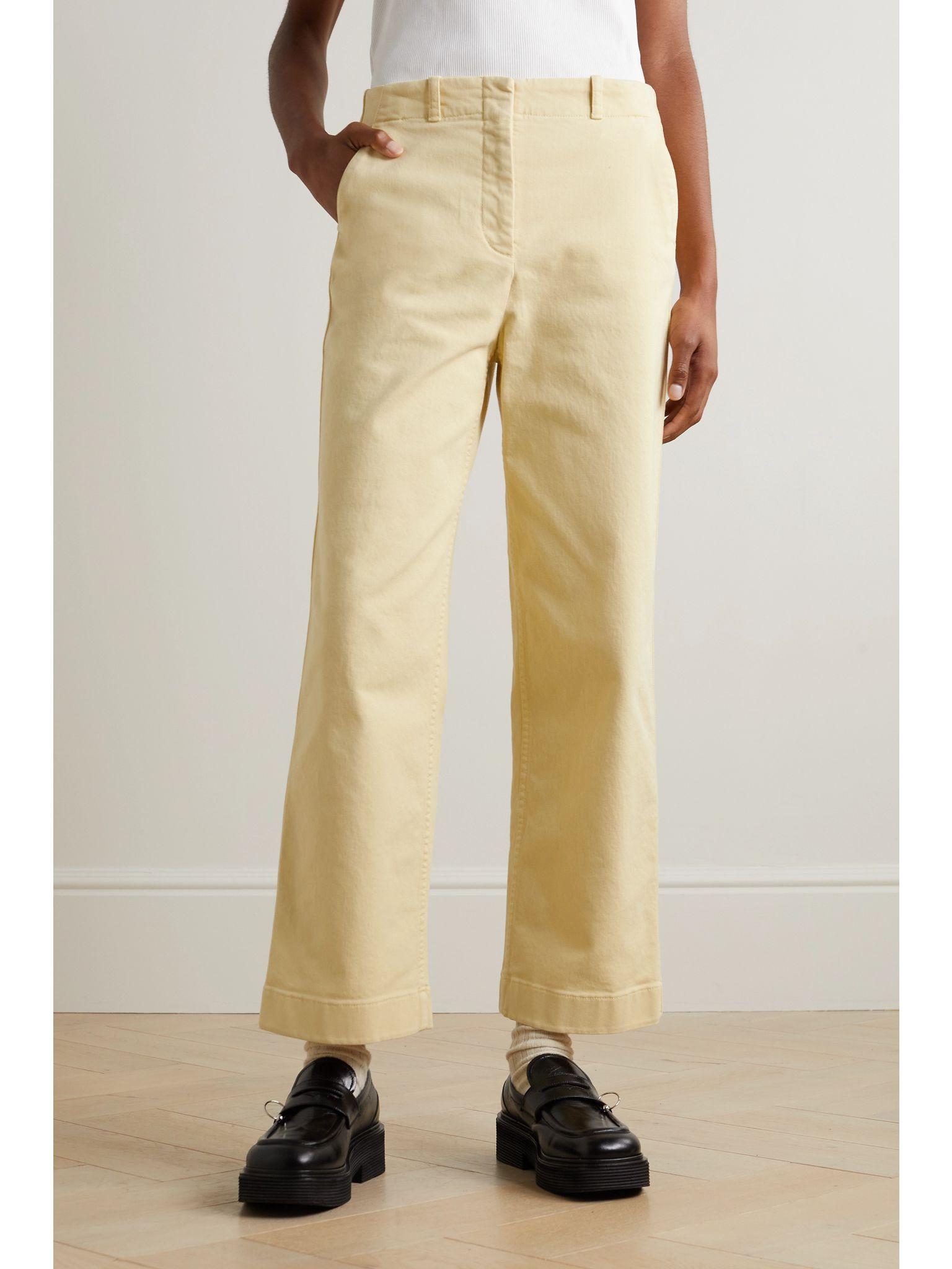 Cloutier cotton-blend twill straight-leg pants Yellow - 3