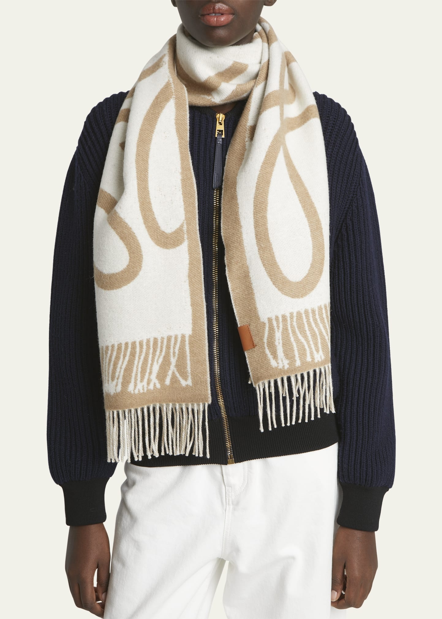 Anagram Scarf Print Wool & Cashmere Scarf - 3