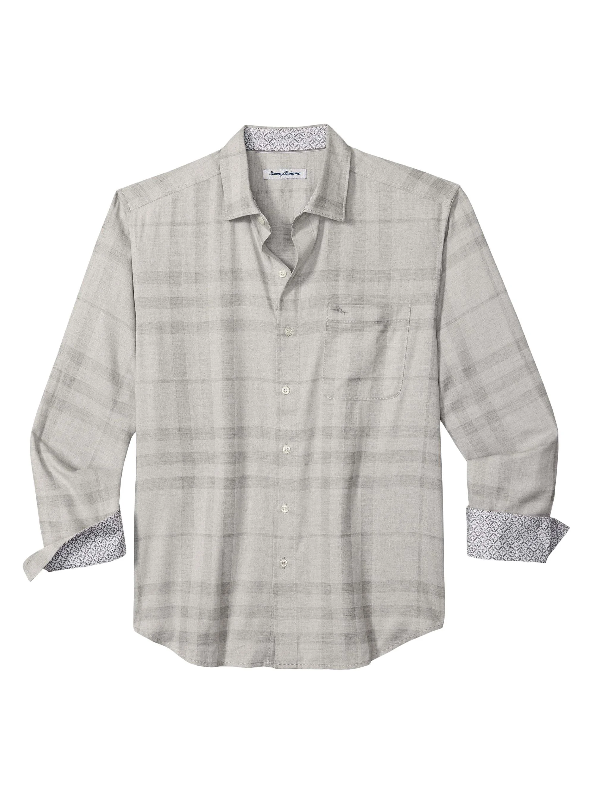Men's Silver Mist Plaid Long-Sleeve Shirt - Silver Streak - 1