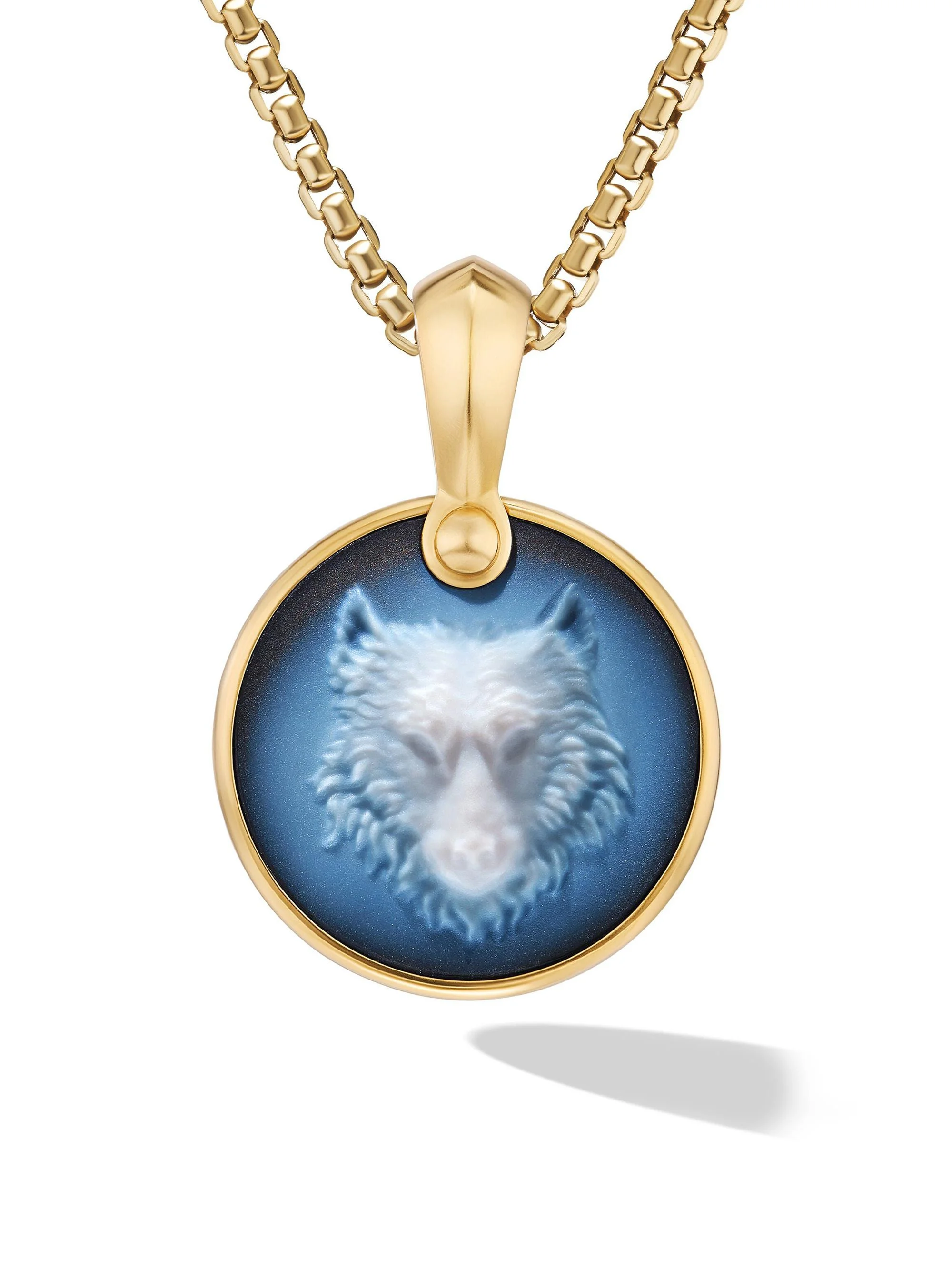 Men's Petrvs Wolf Amulet in 18K Yellow Gold - Banded Agate - 1