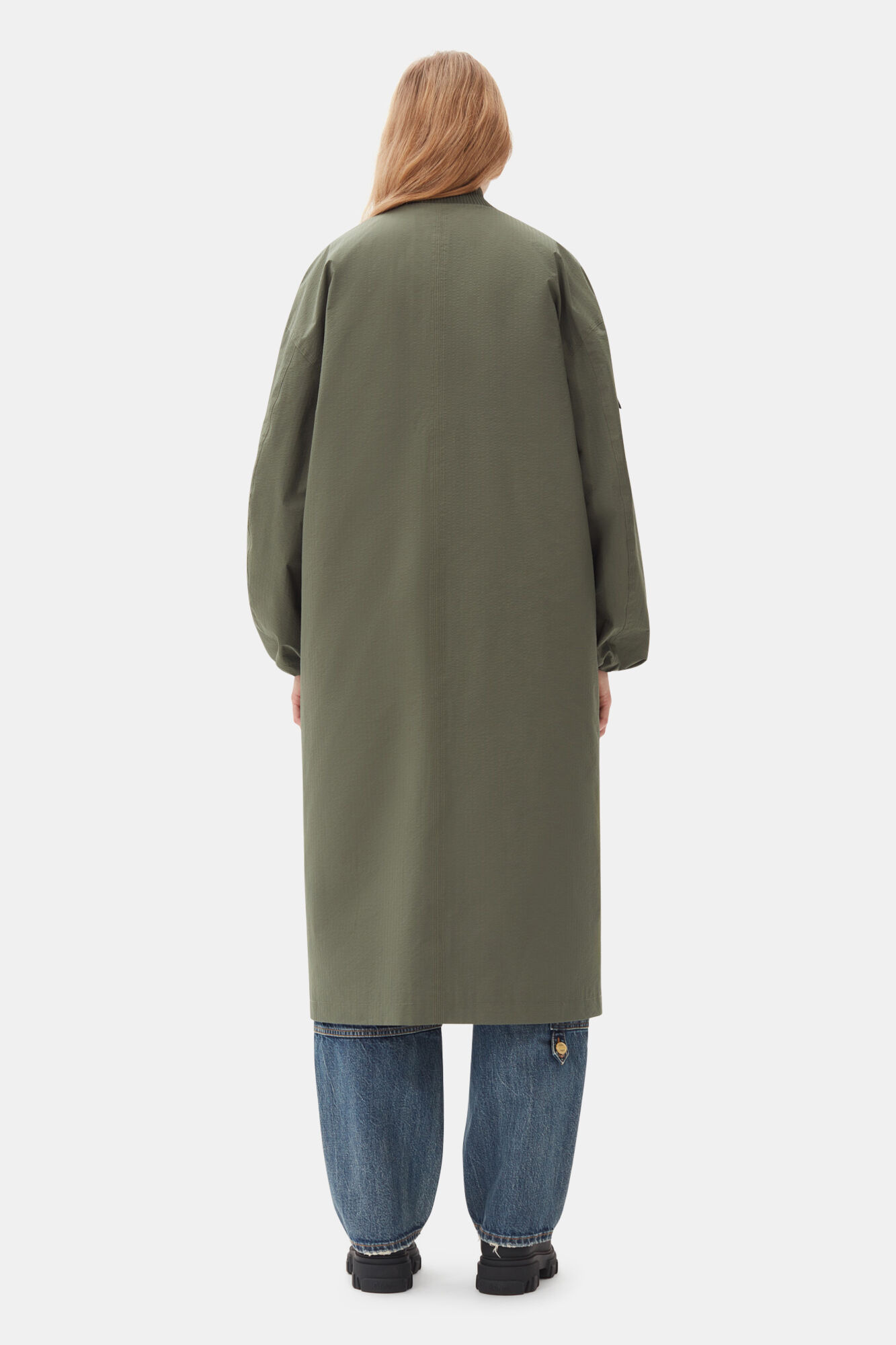 GREEN TECH SEERSUCKER OVERSIZED SHELL COAT - 5